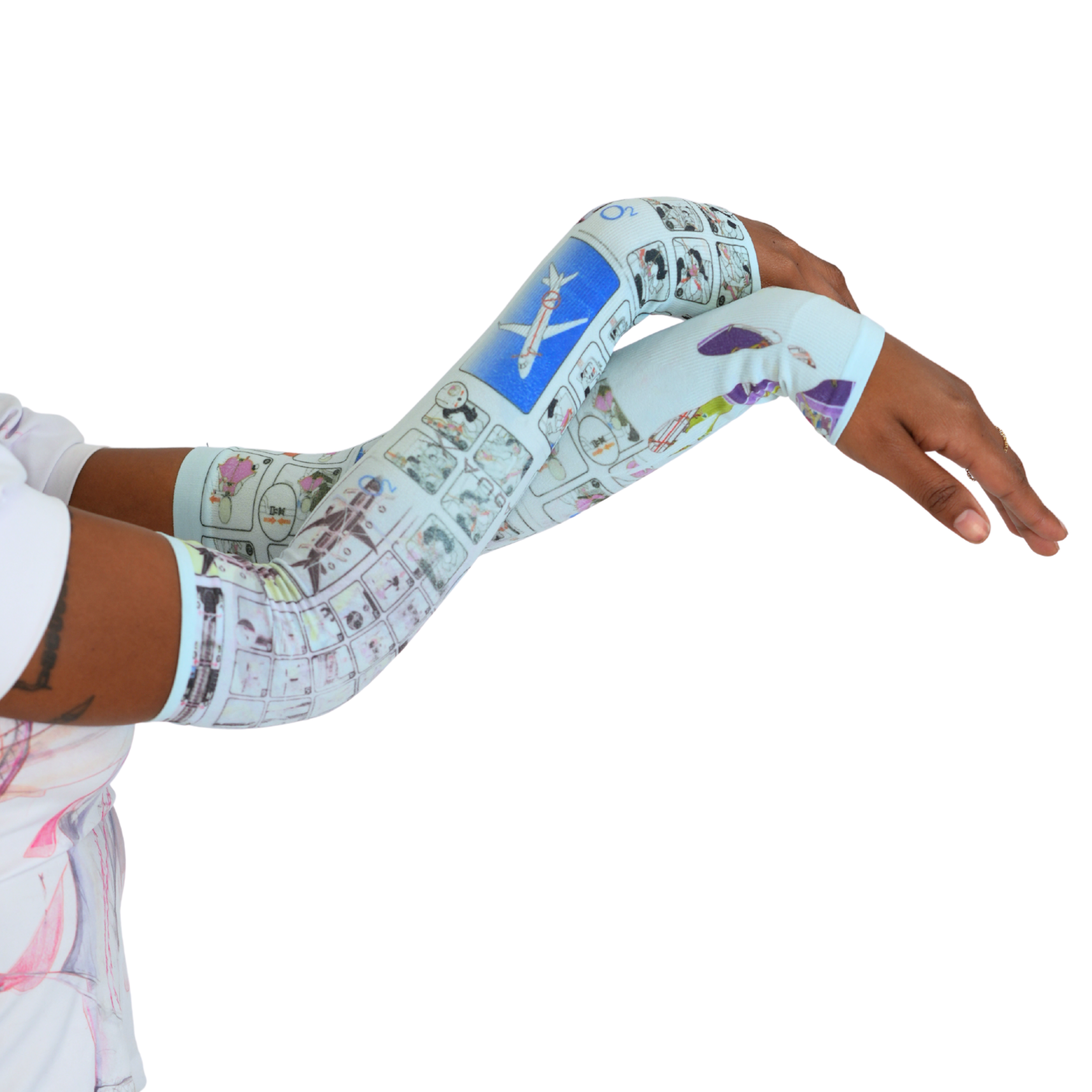 Printed Arm Warmers in Blue