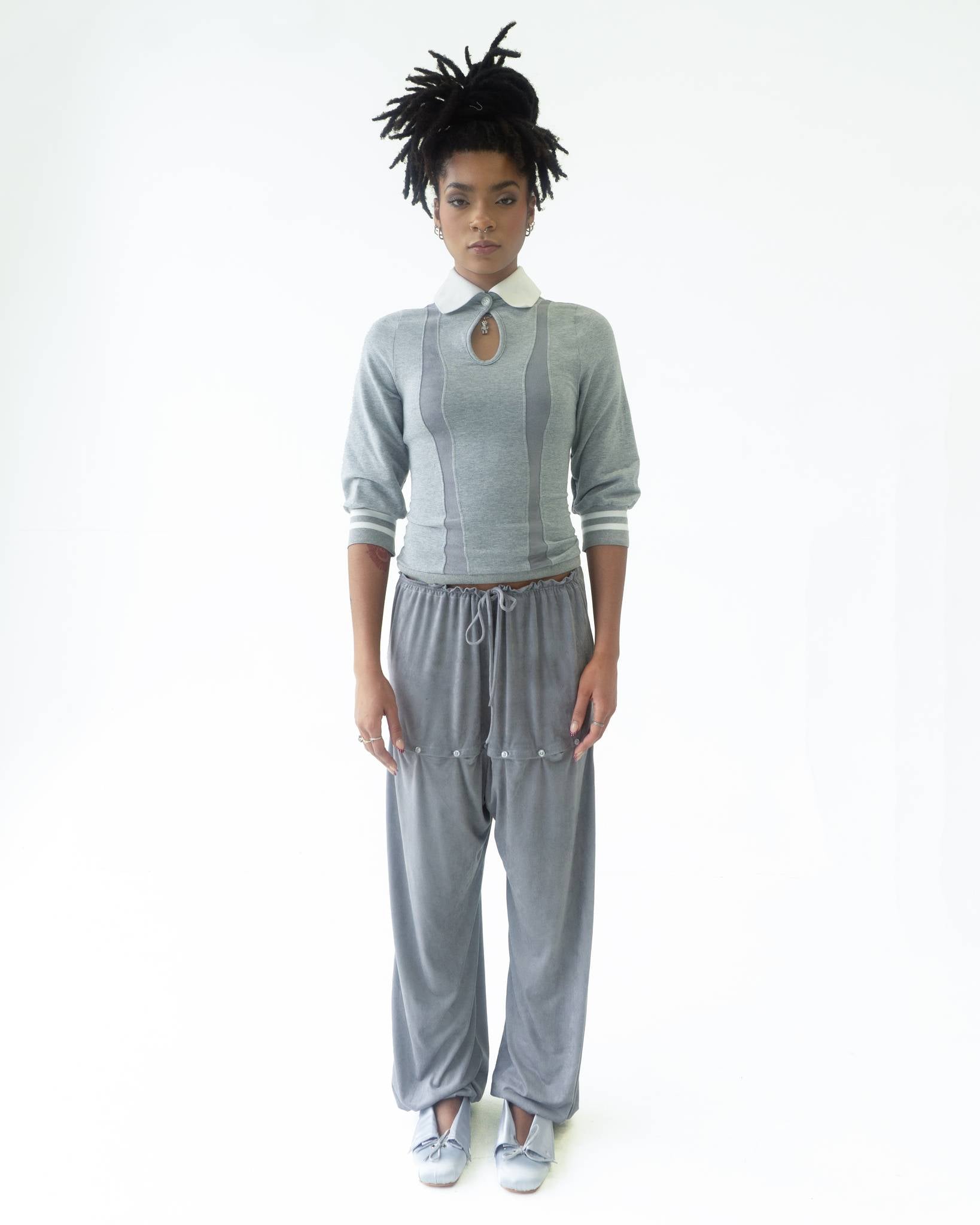 The Siren Polo Hoodie in Gray