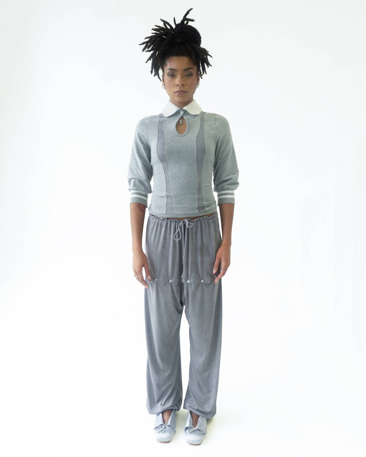The Siren Polo Hoodie in Gray