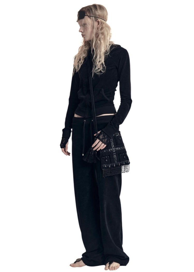 Cross Charm Velvet Pants