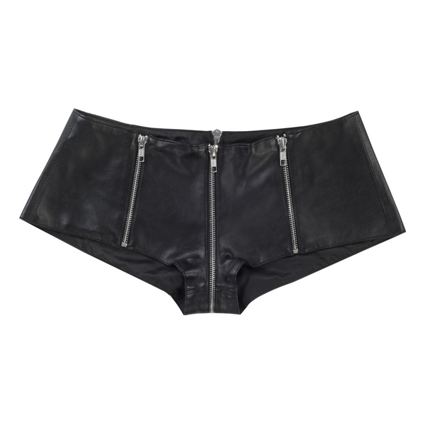Zip Micro Shorts in Black Pleather – ap0cene