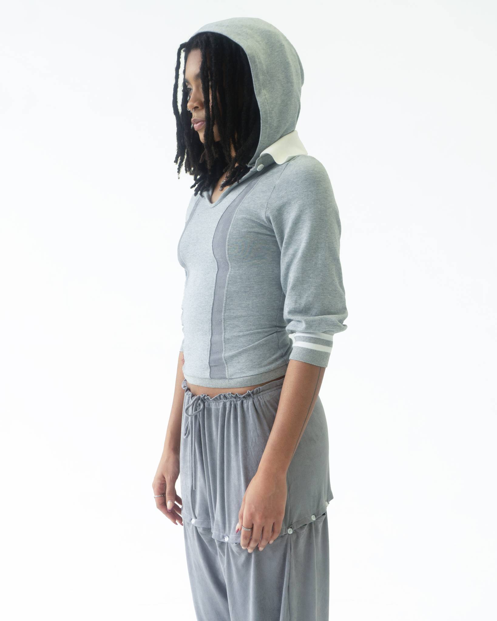The Siren Polo Hoodie in Gray