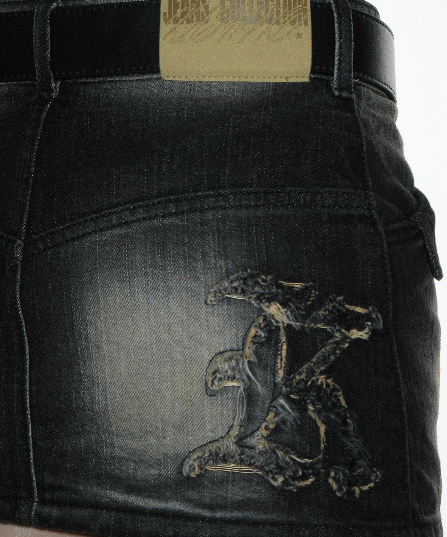 로우라이즈 데님 스커트