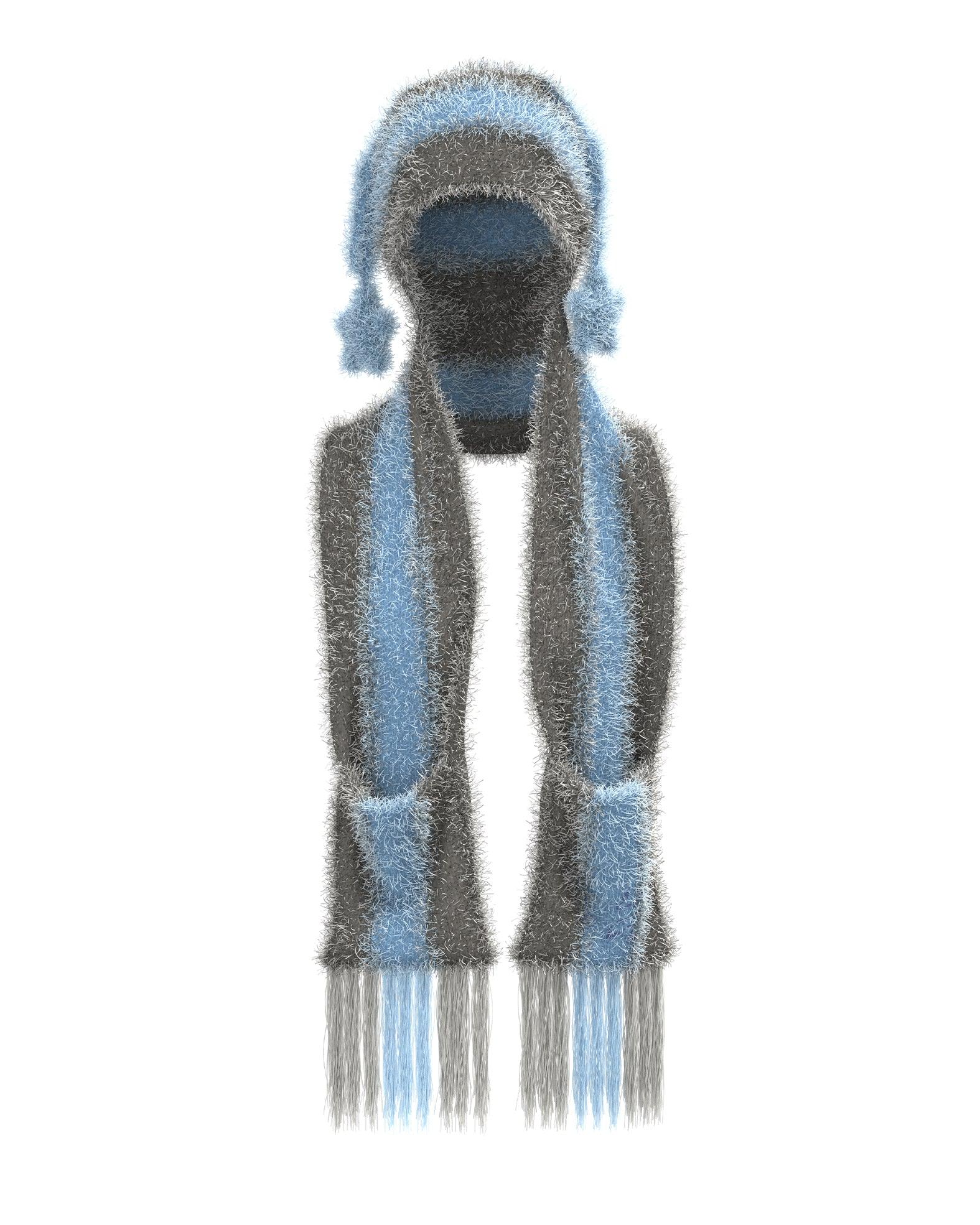 Thousand Way Beaniecarf in Blue/Grey