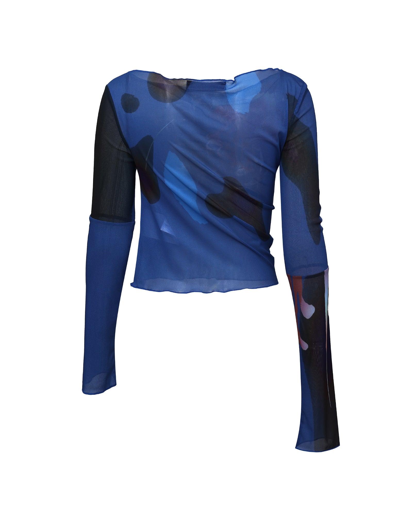 블루 비대칭 메시 탑