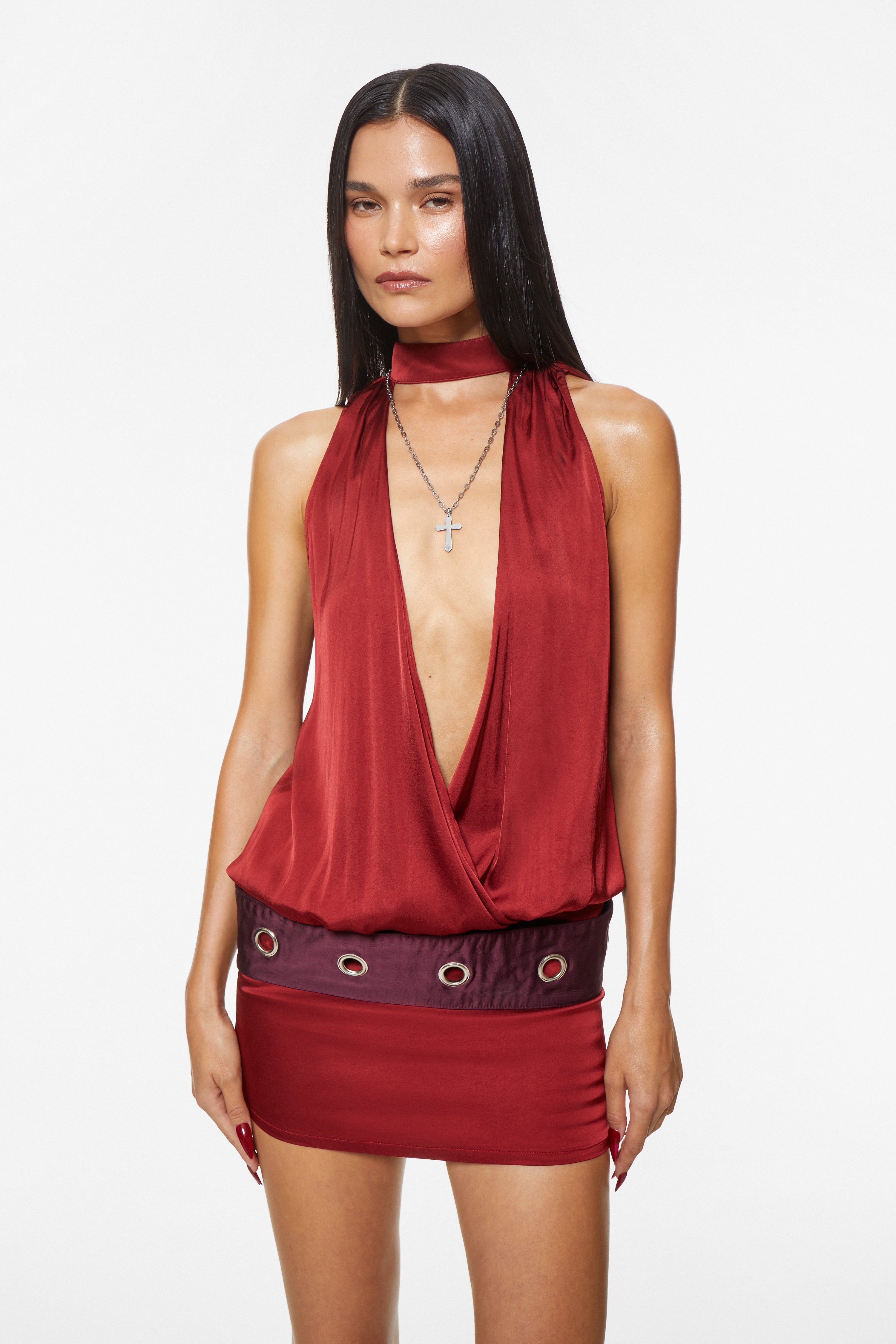 crimson mini dress Moxy Gathered Bust Mini Dress Crimson S