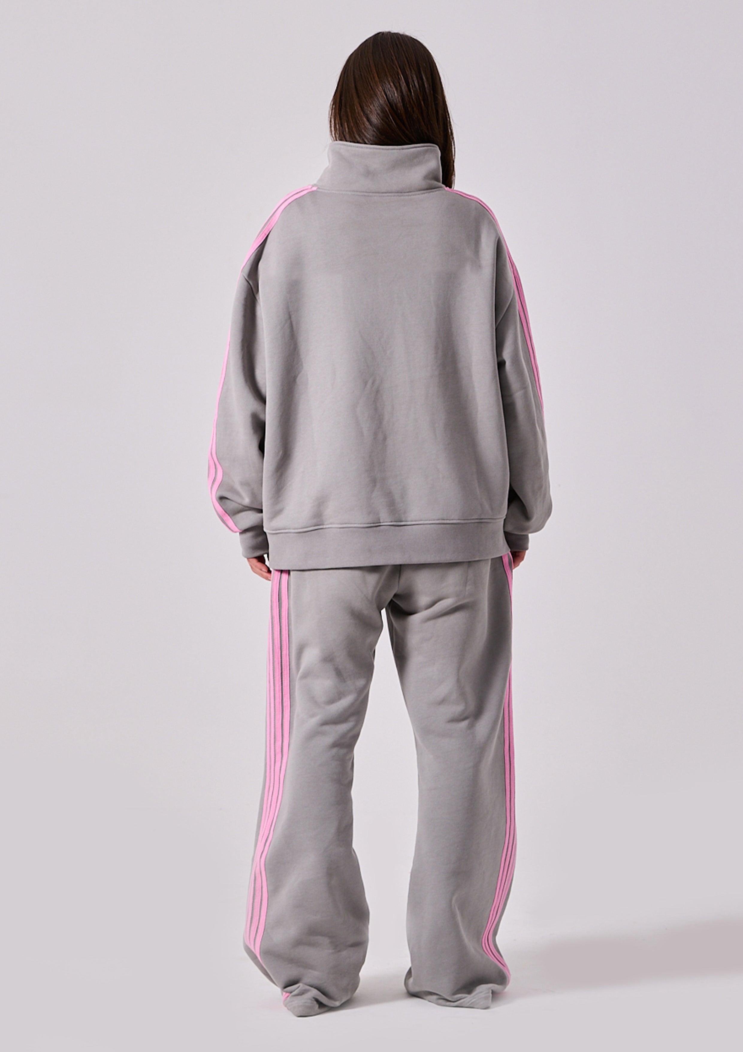 Spears Stripe Zip Jacket in Grey