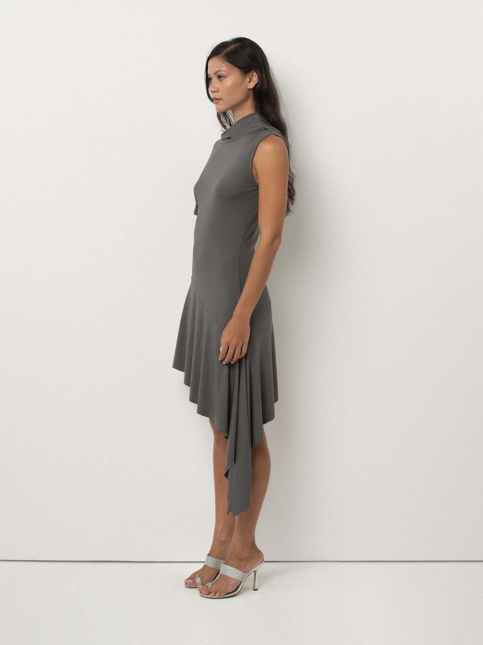 Plume Dress in Charcoal