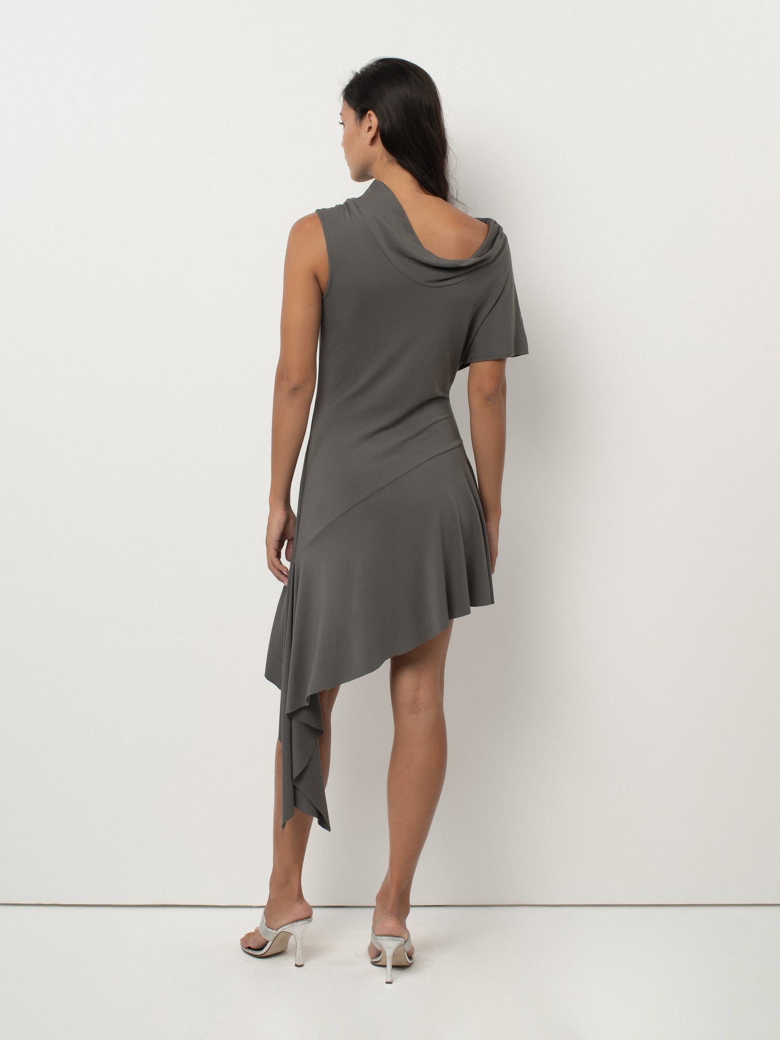 Plume Dress in Charcoal