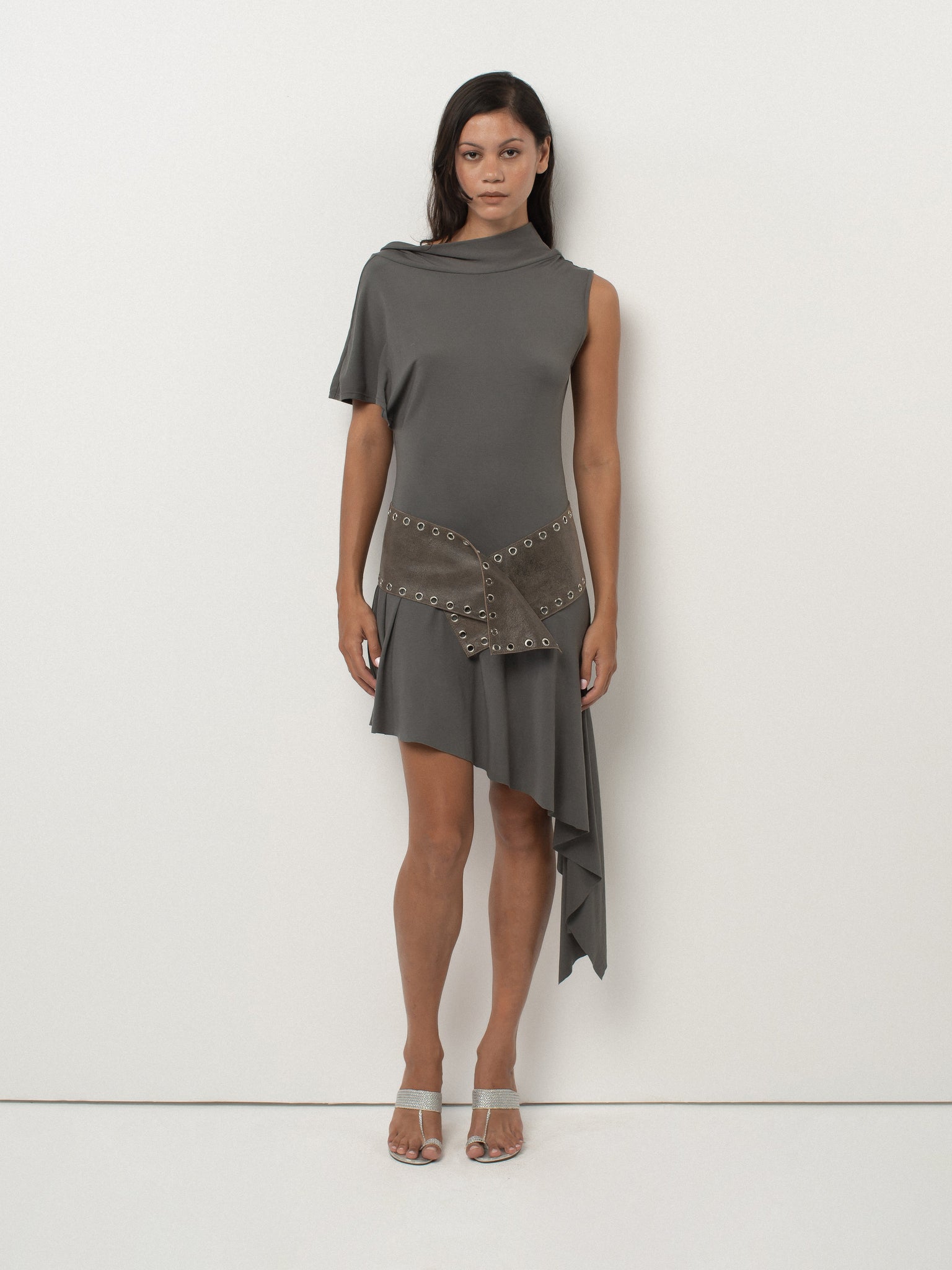 Plume Dress in Charcoal