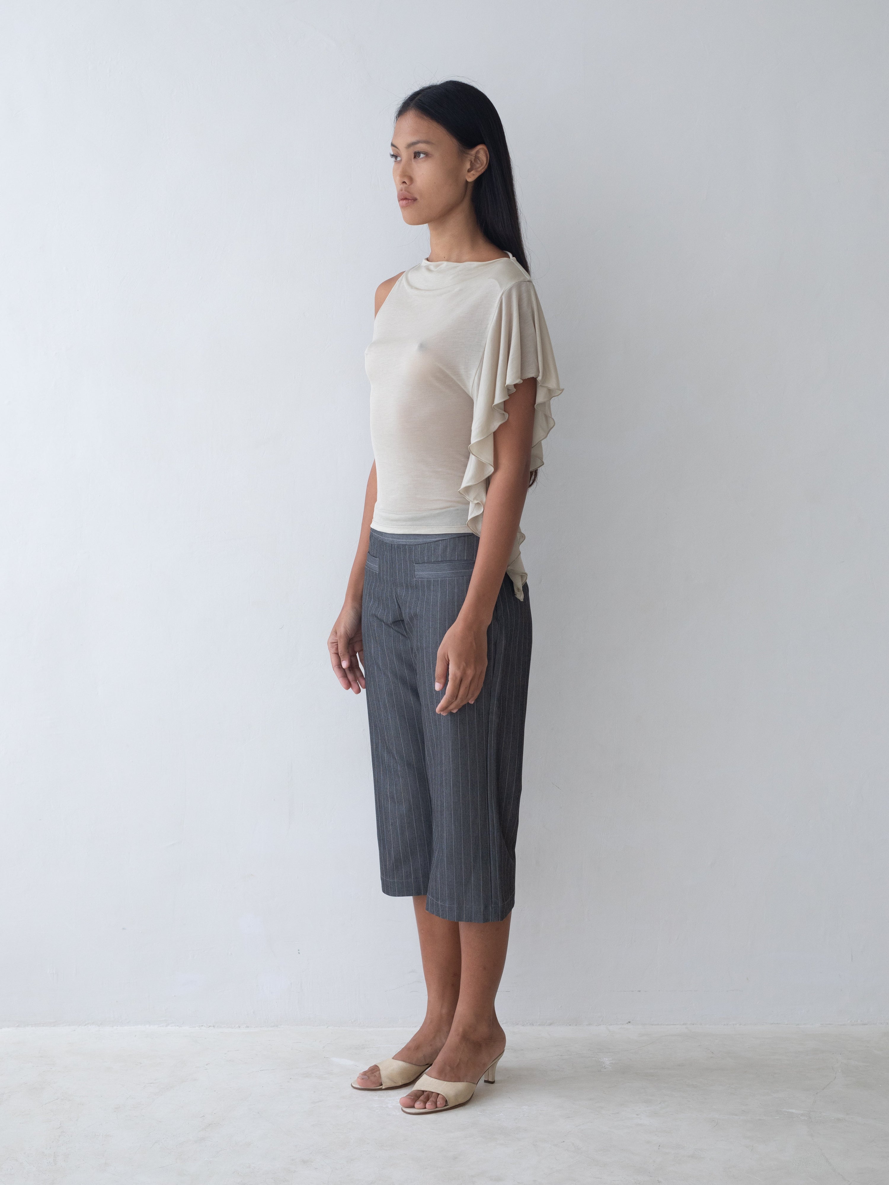 Miller Capri in Grey Pinstripe