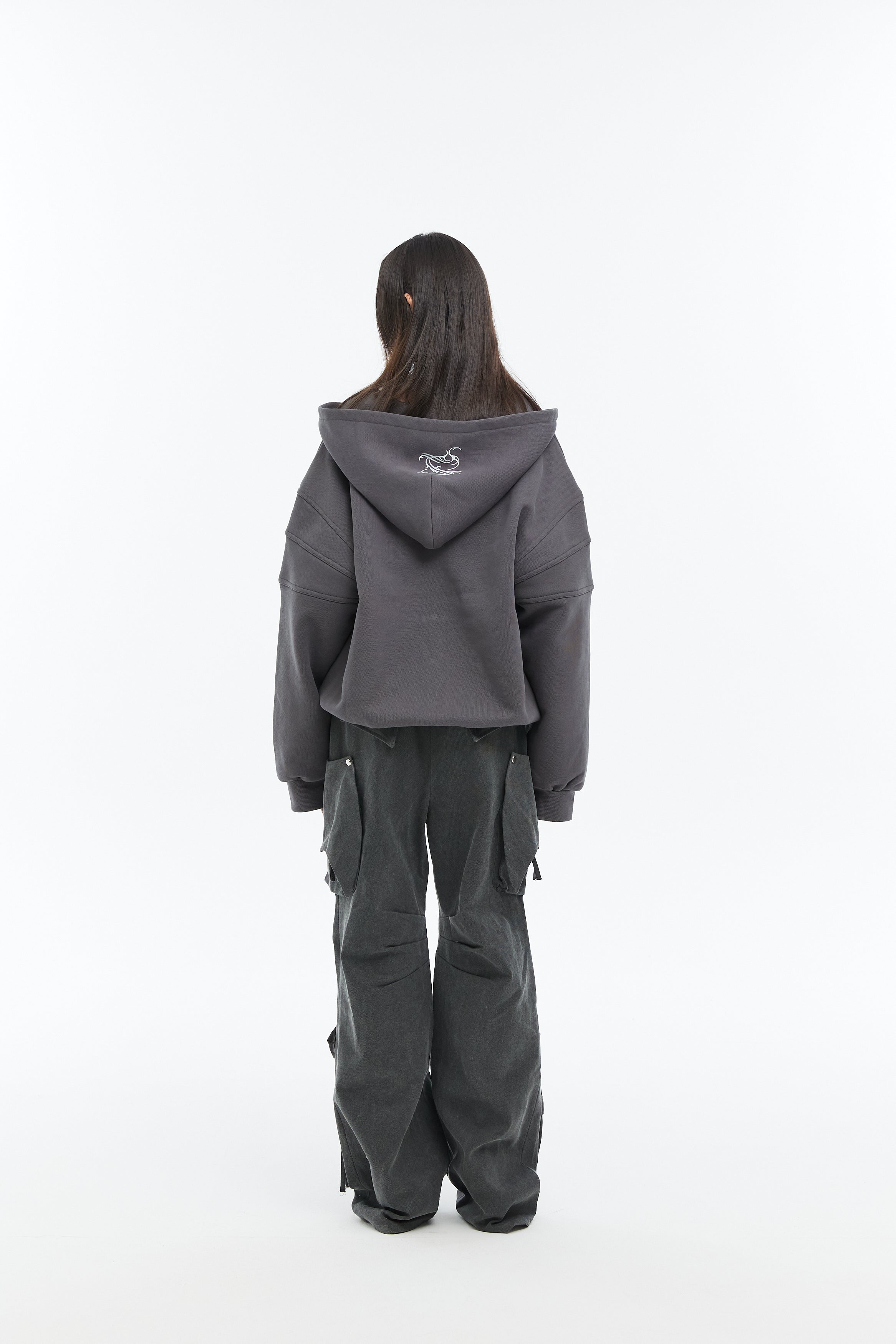 Demonic Wings Cargo Pants in Charcoal Grey