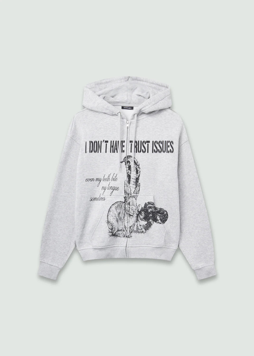 Bunny Zip Up Hoodie Grey – ap0cene