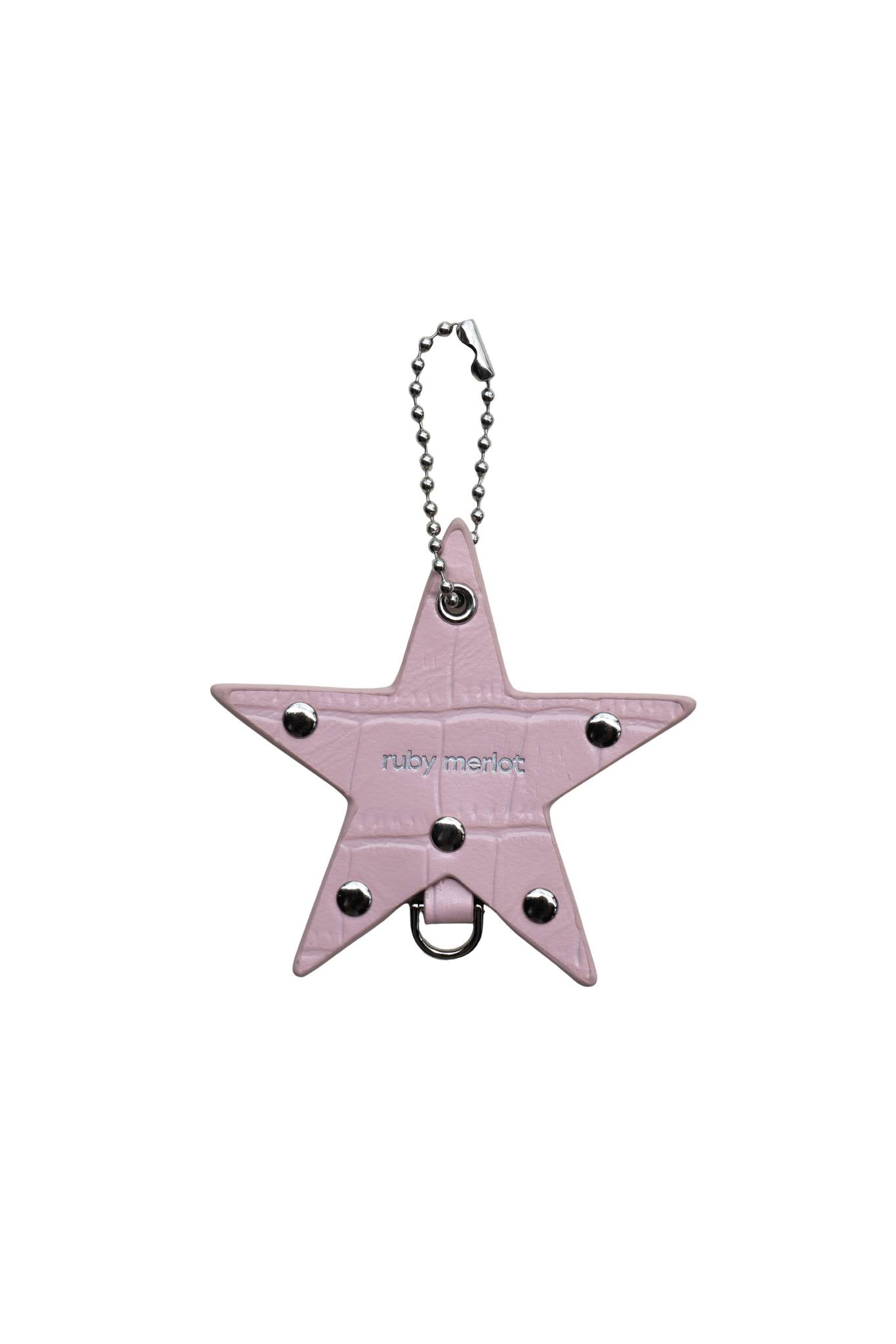 Star Leather Charm in Croc Pink