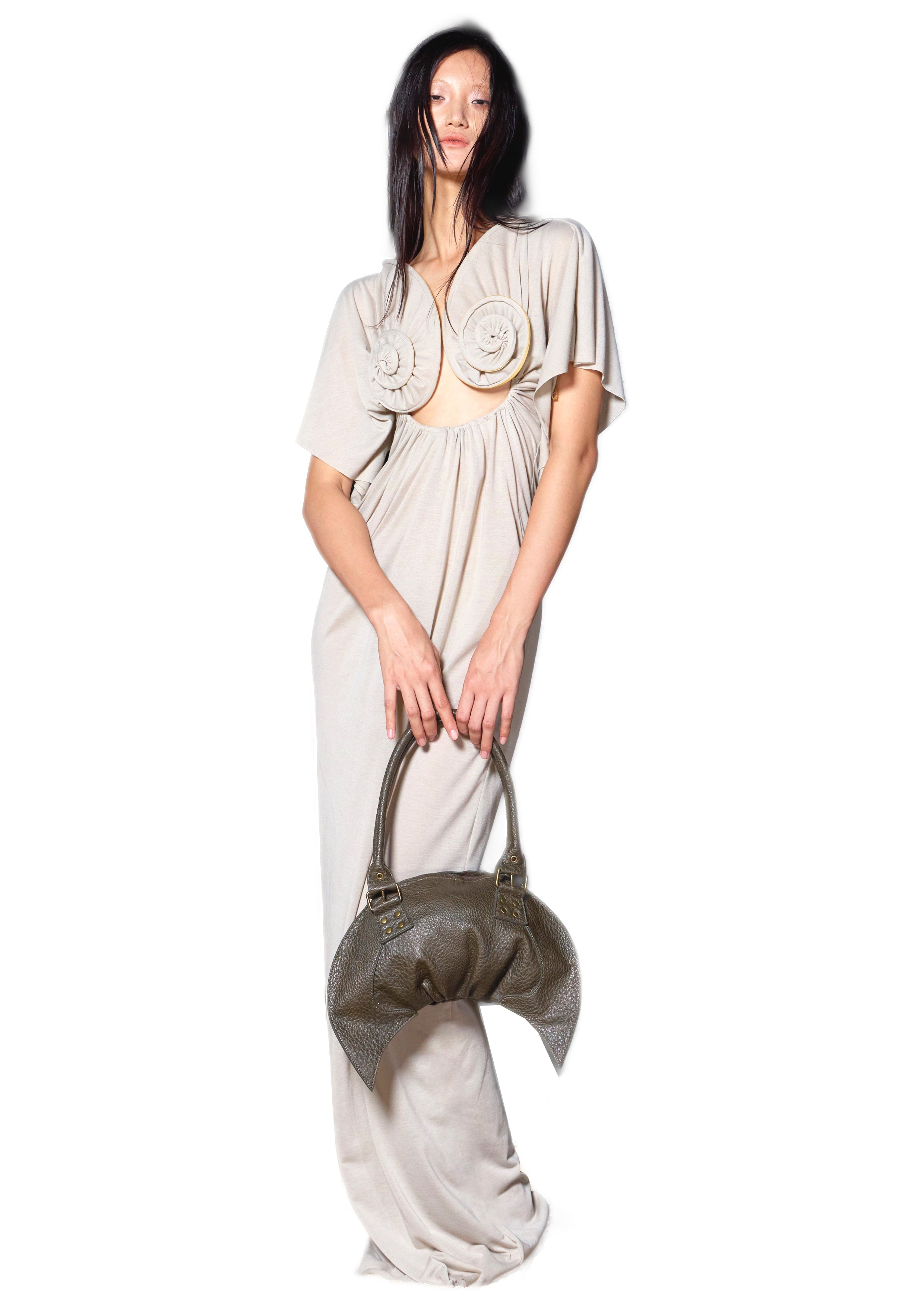 The Croissant Bag Glossy Embossed Earth