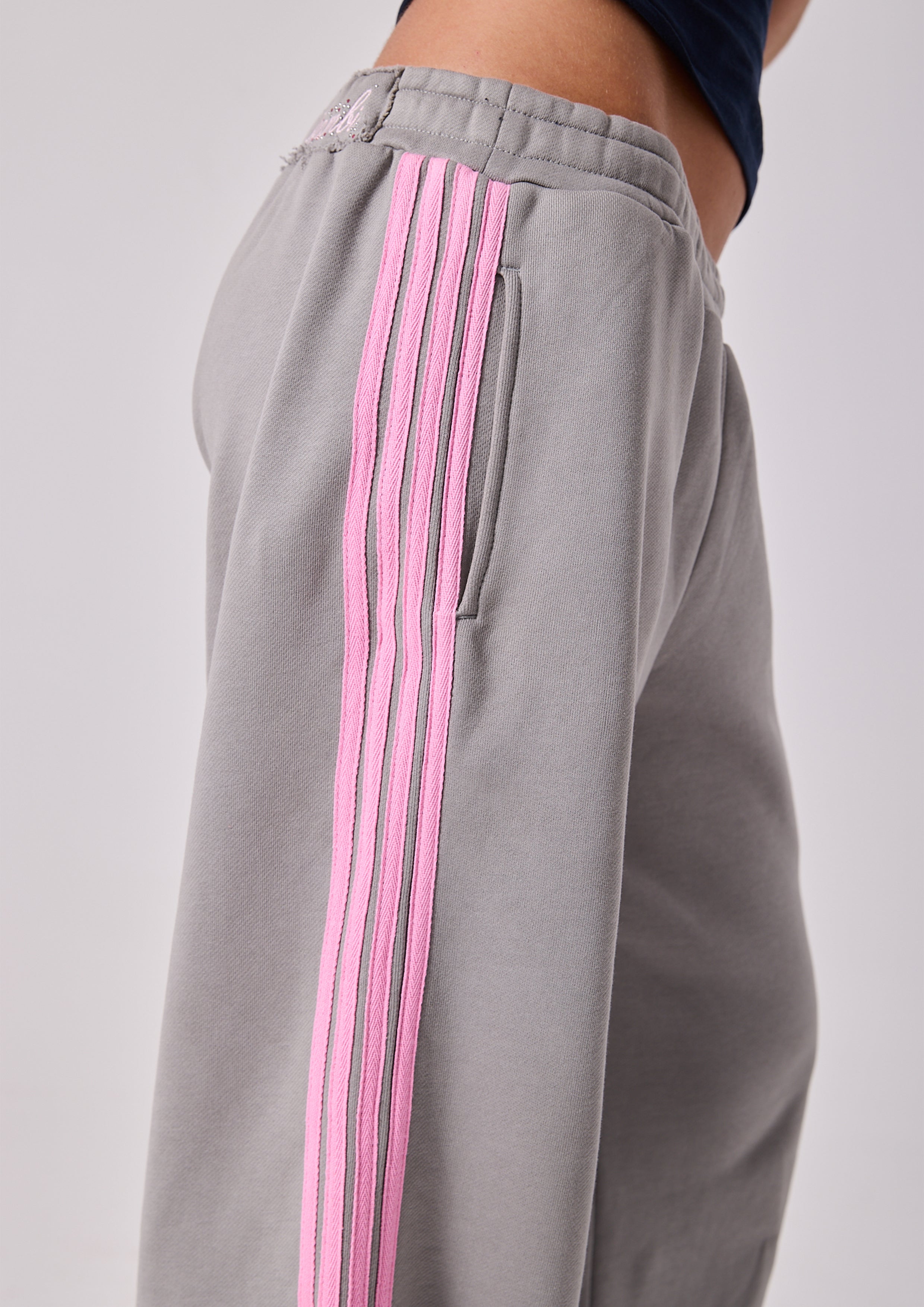 Lola Stripe Track Pant in Grey