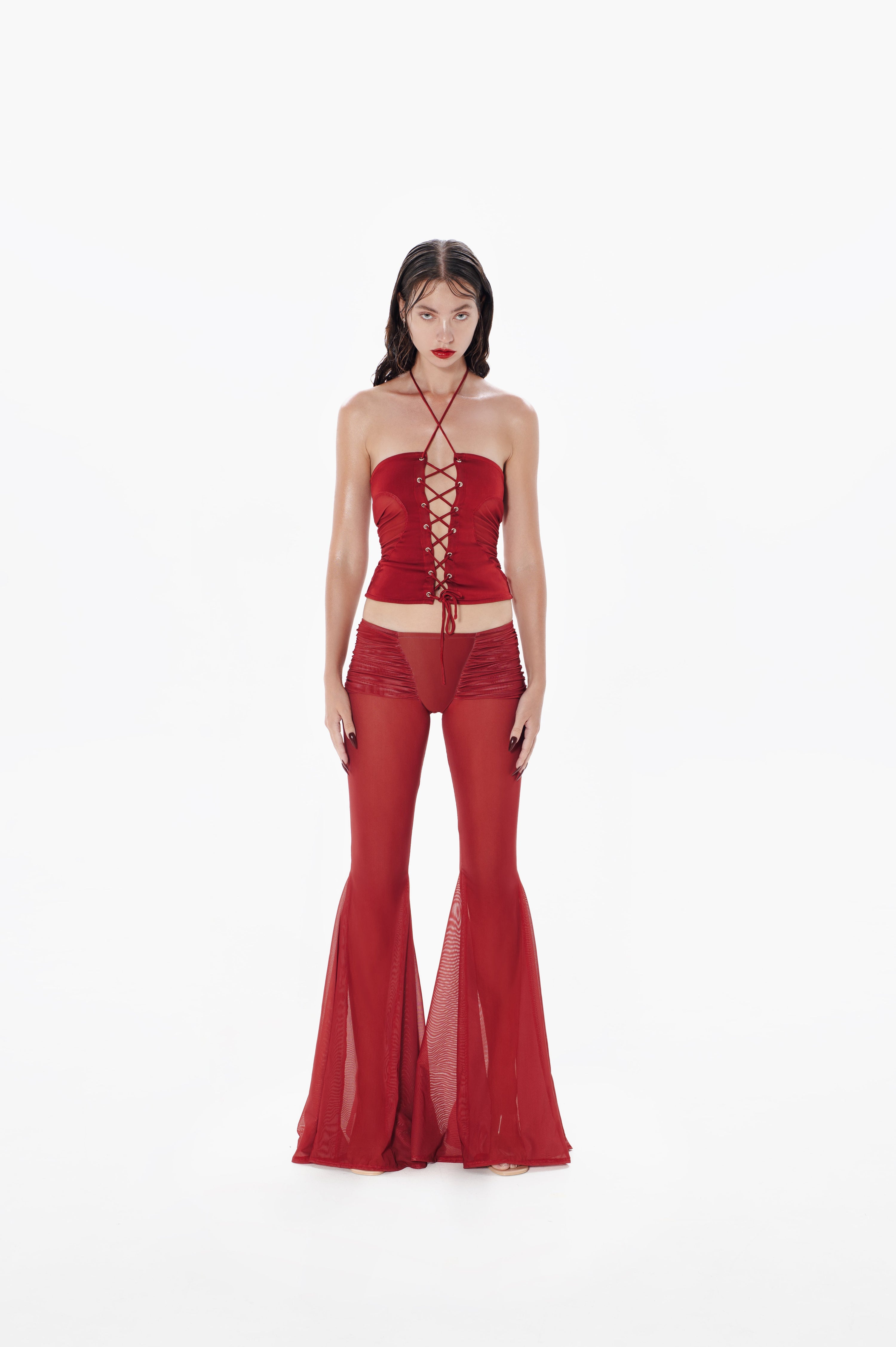Draped Pants in Red