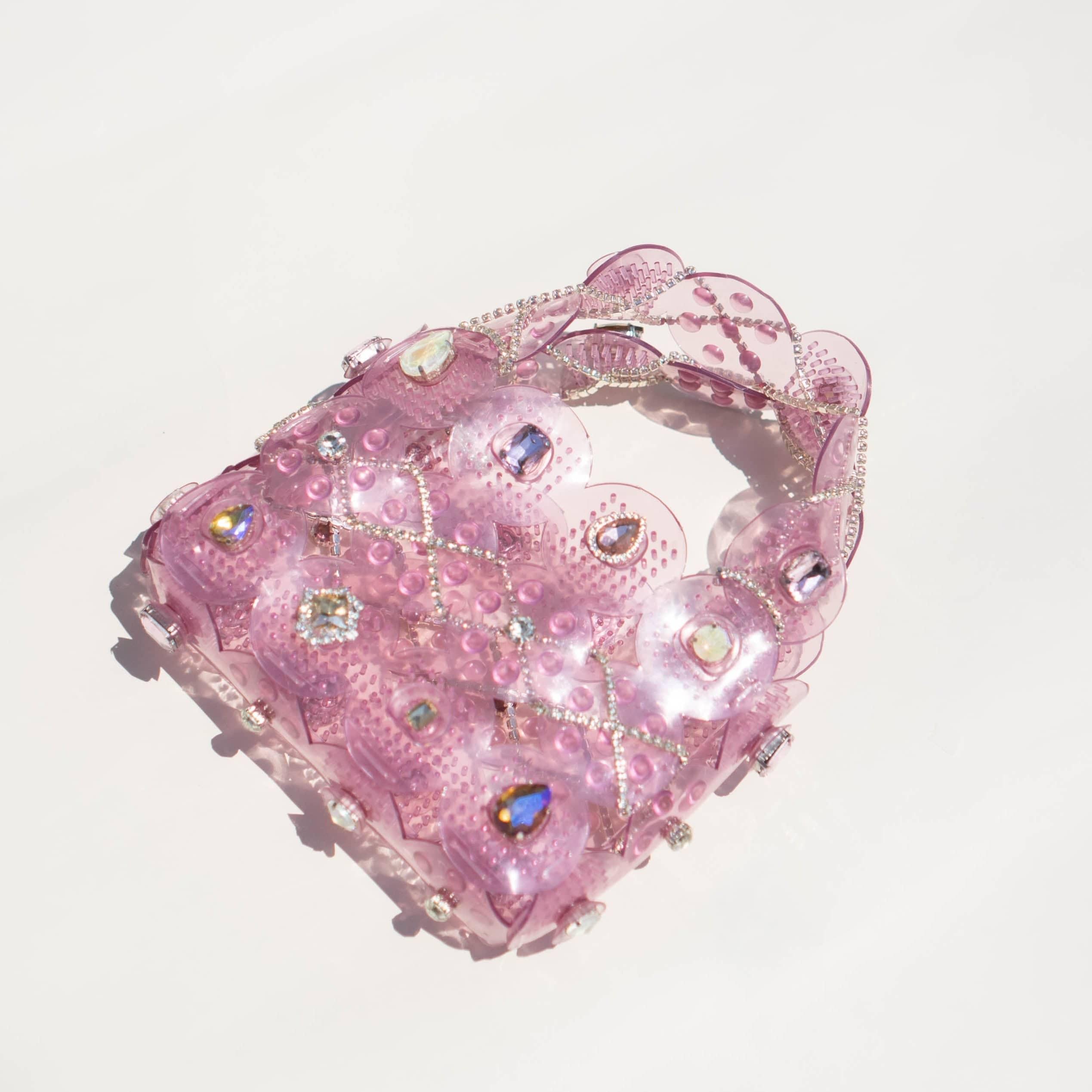 Silicone & Crystal Bag in Dusty Pink