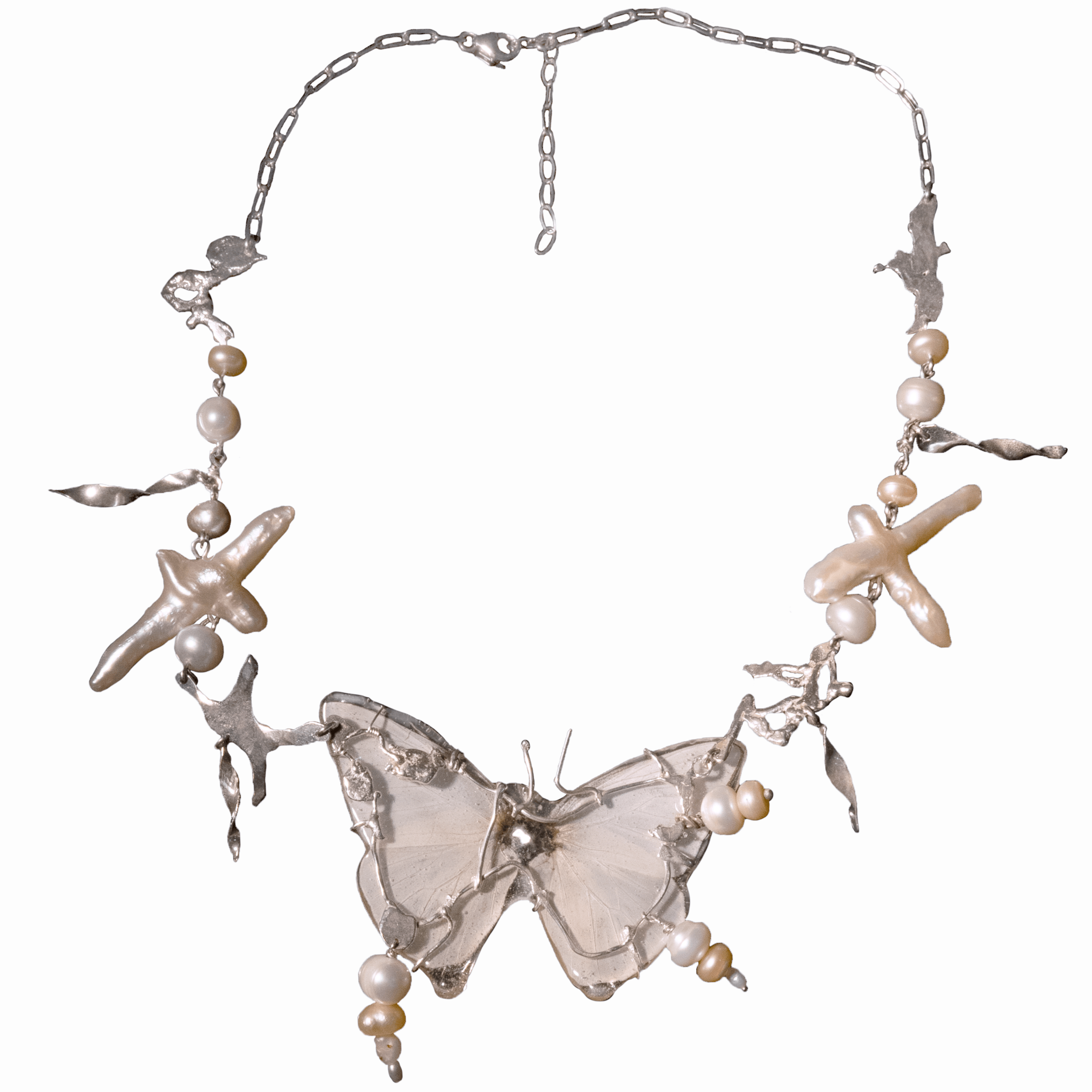 White Siren Butterfly Necklace