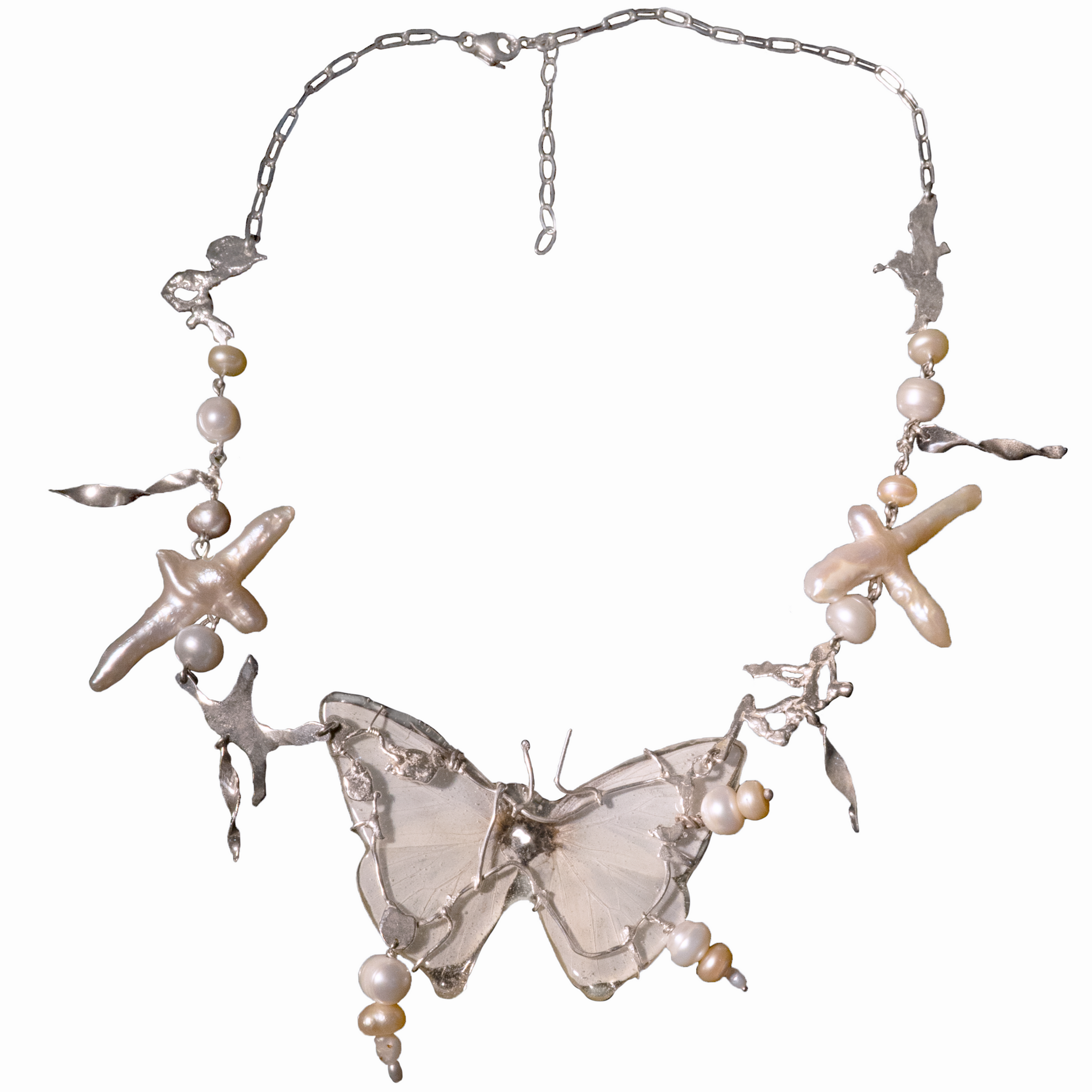 Weiße Sirenen-Schmetterlings-Halskette