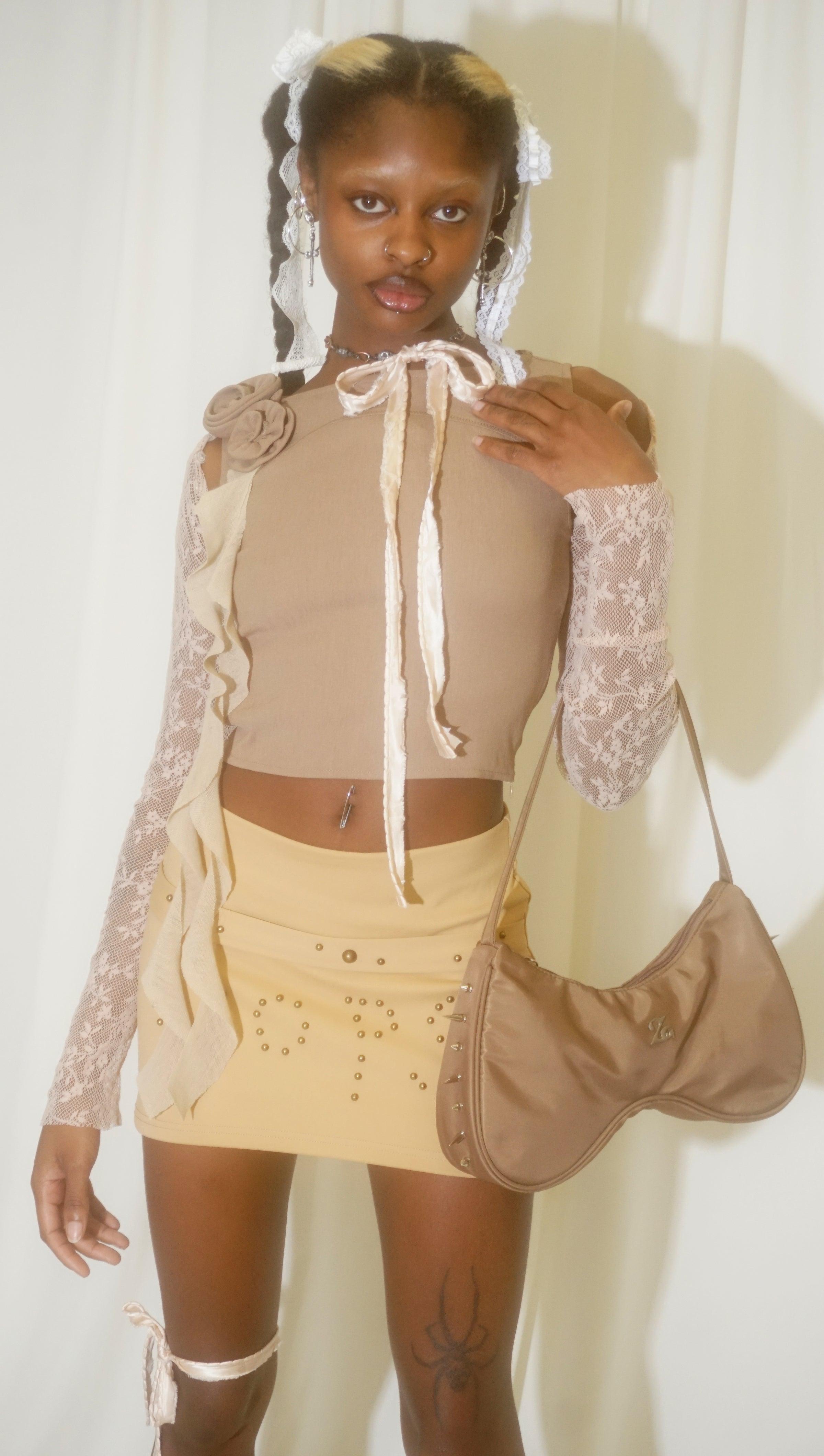 ［5knot］PONPON SKIRT Pom Pom Trim Knot Side Cable Knit Skirt｜EMMACLOTH
