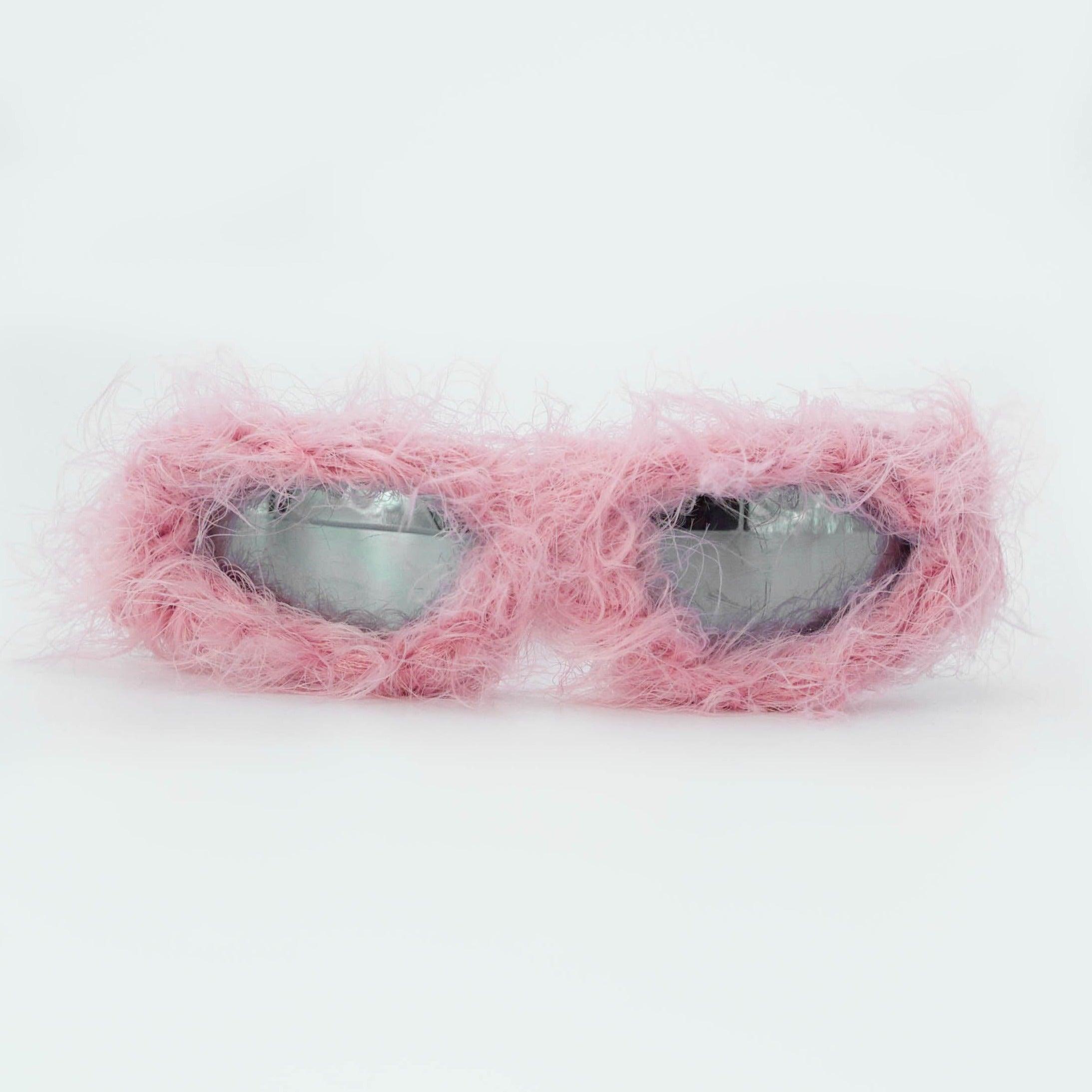 Babyrosa pelzige Sonnenbrille