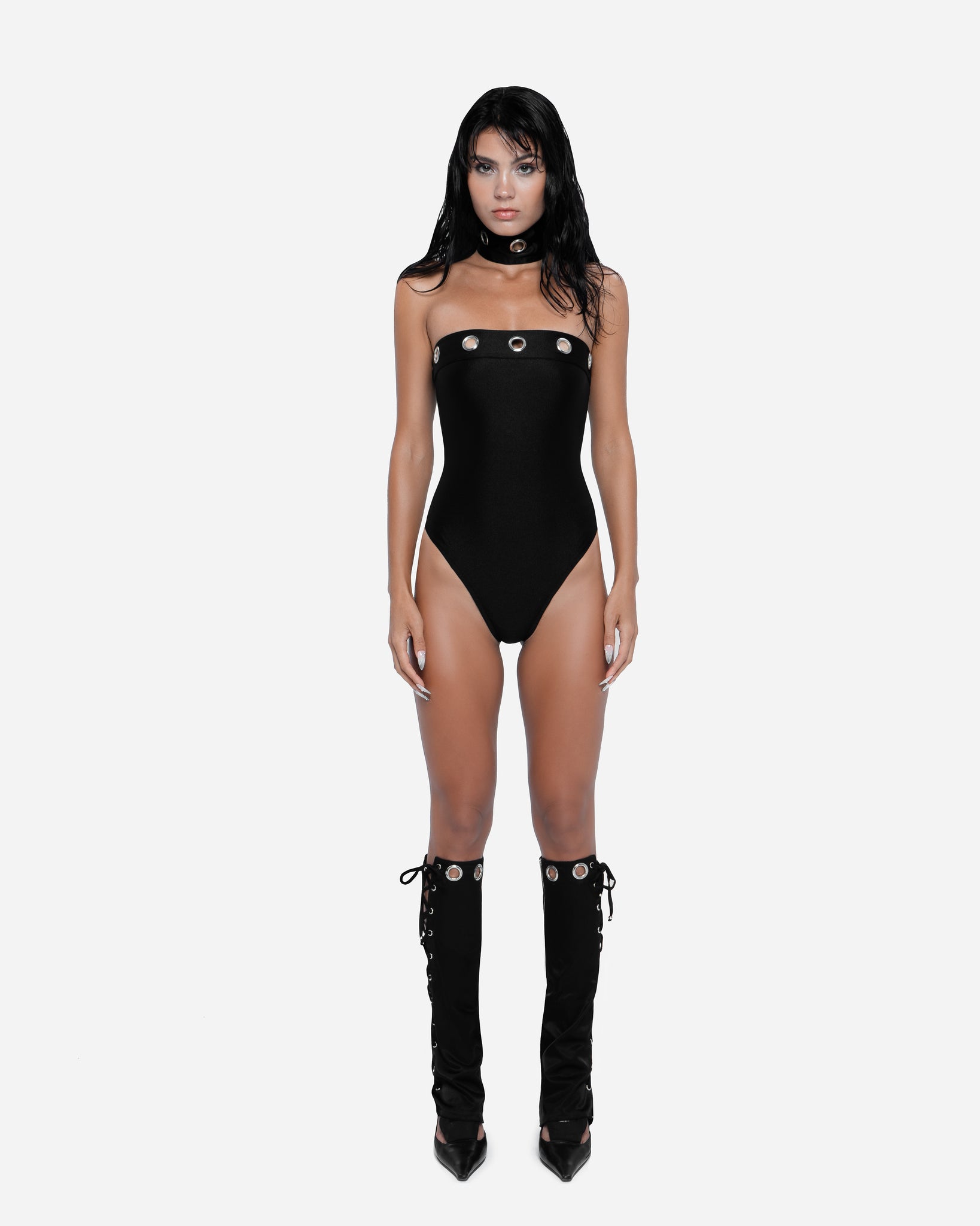 Eyelet One Piece in Black