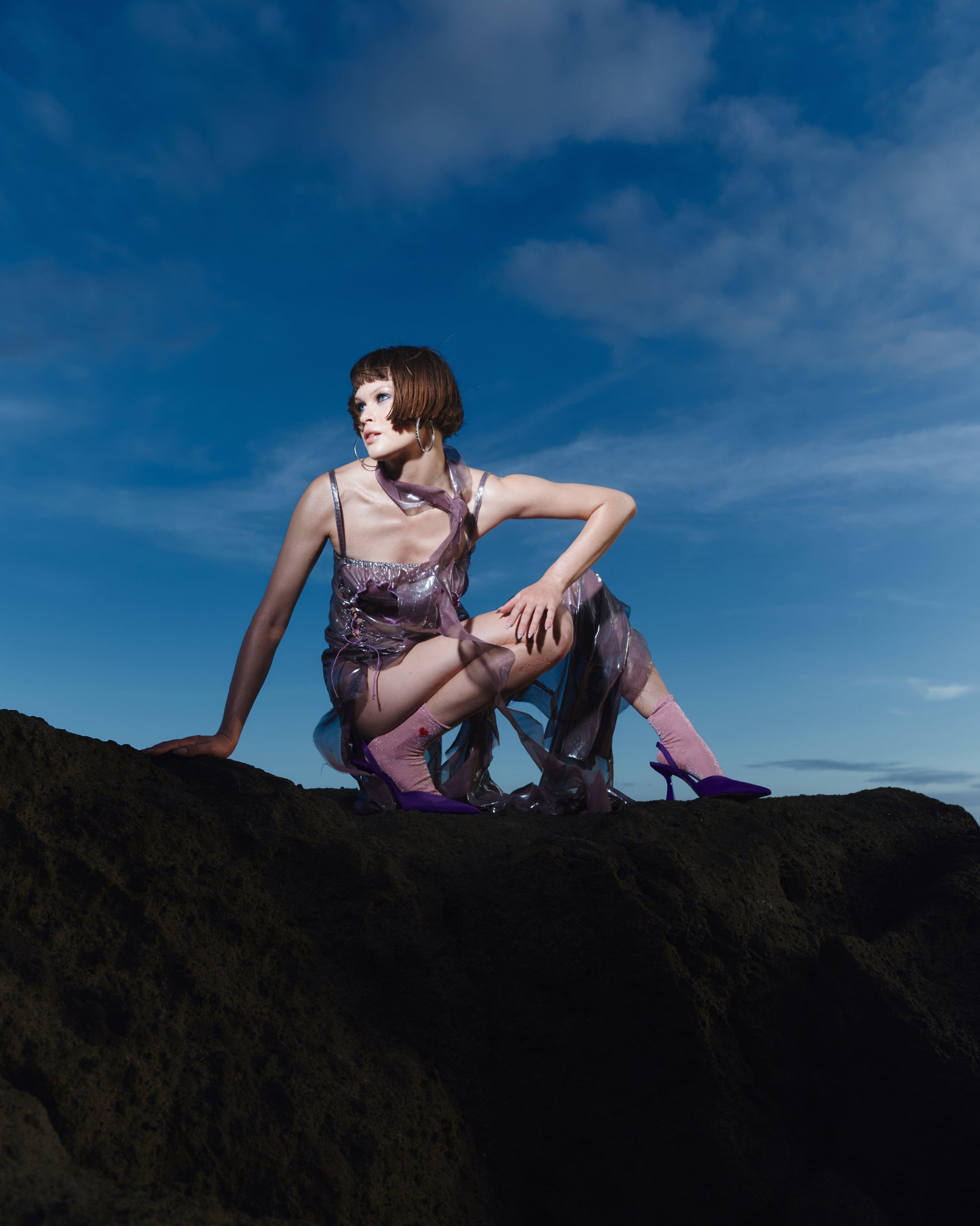 리퀴드 쉬폰 맥시 드레스