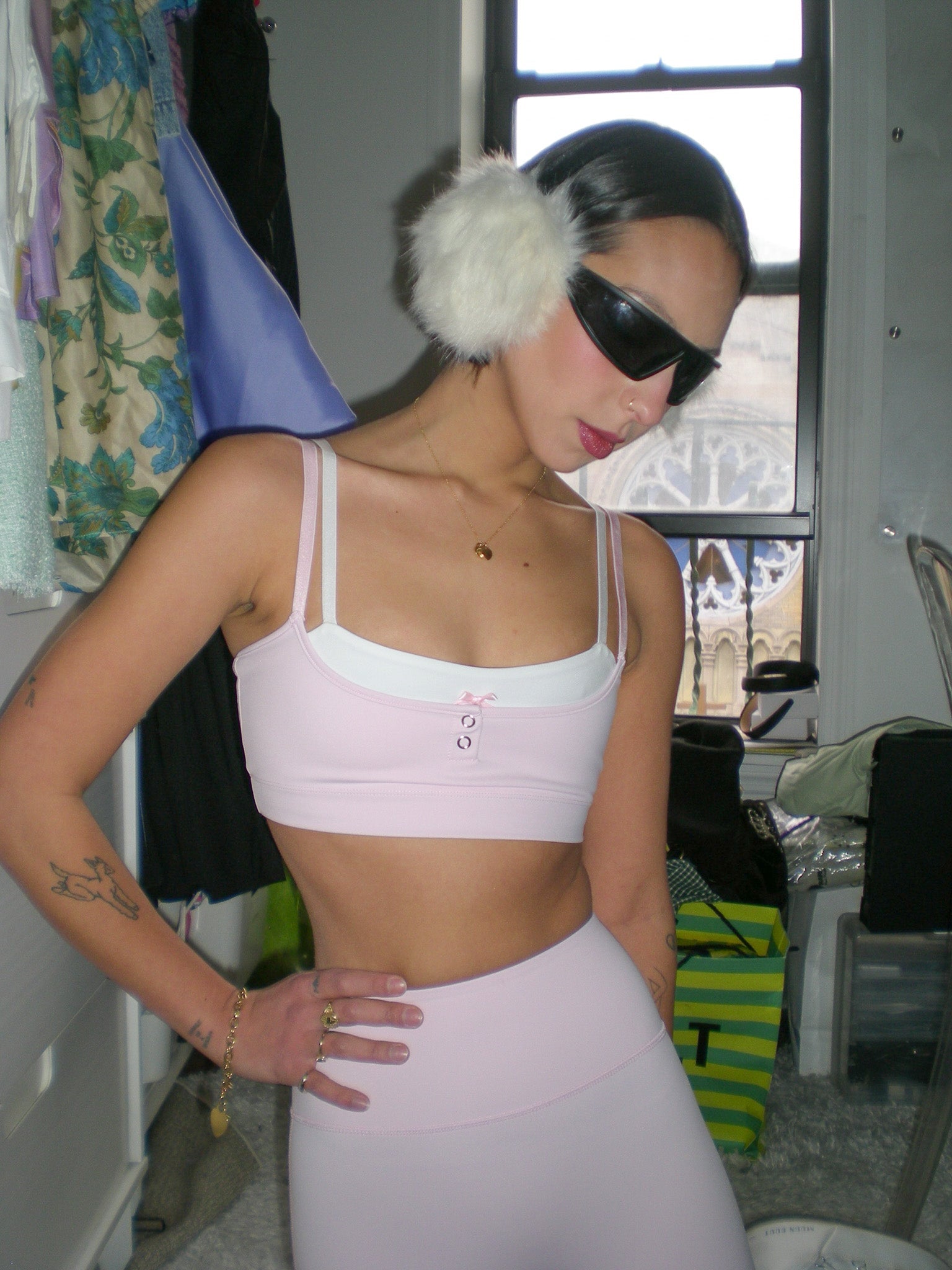 핑크 프로스팅 슈가 스냅 스포츠 브라