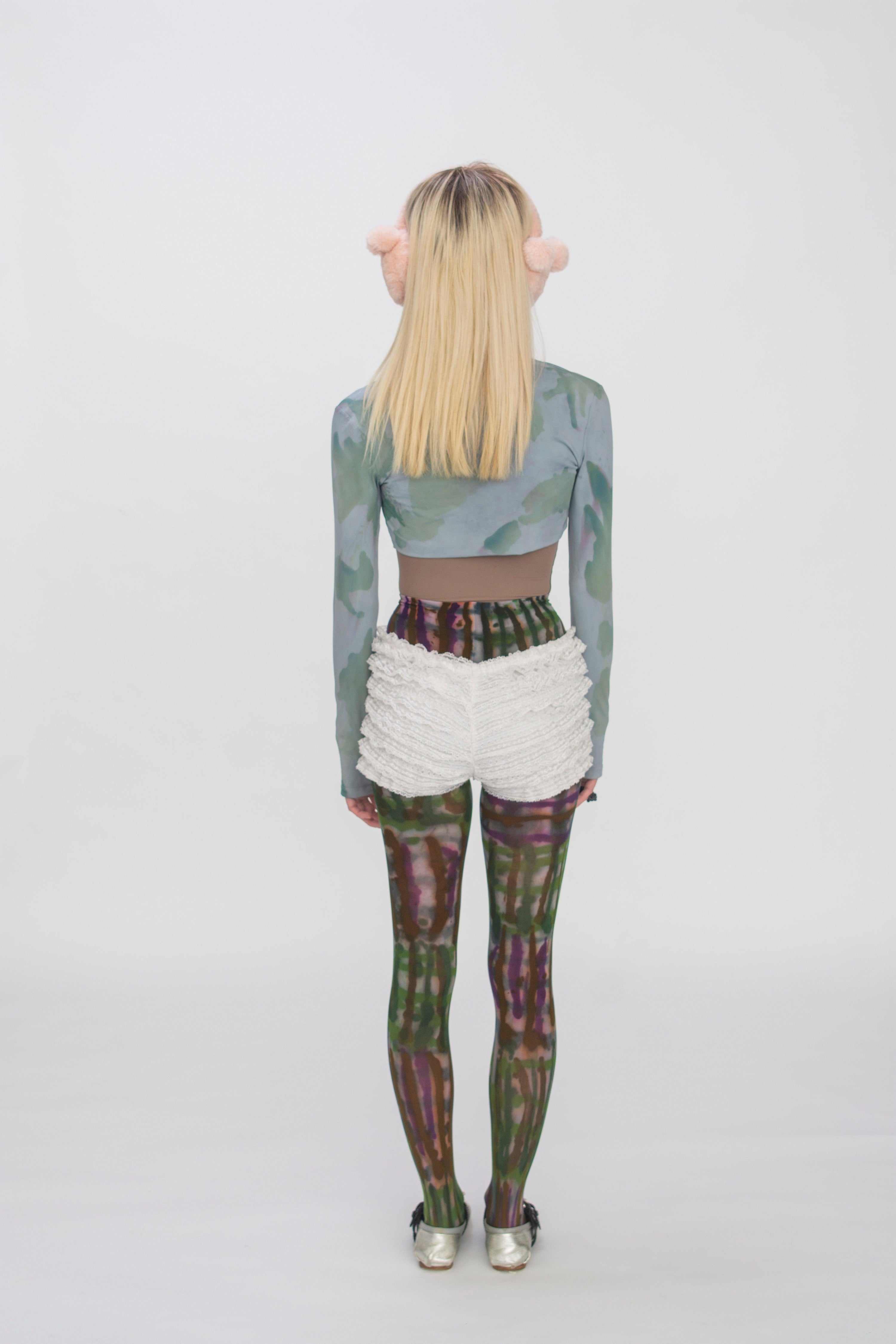 다크 플레드 타이츠