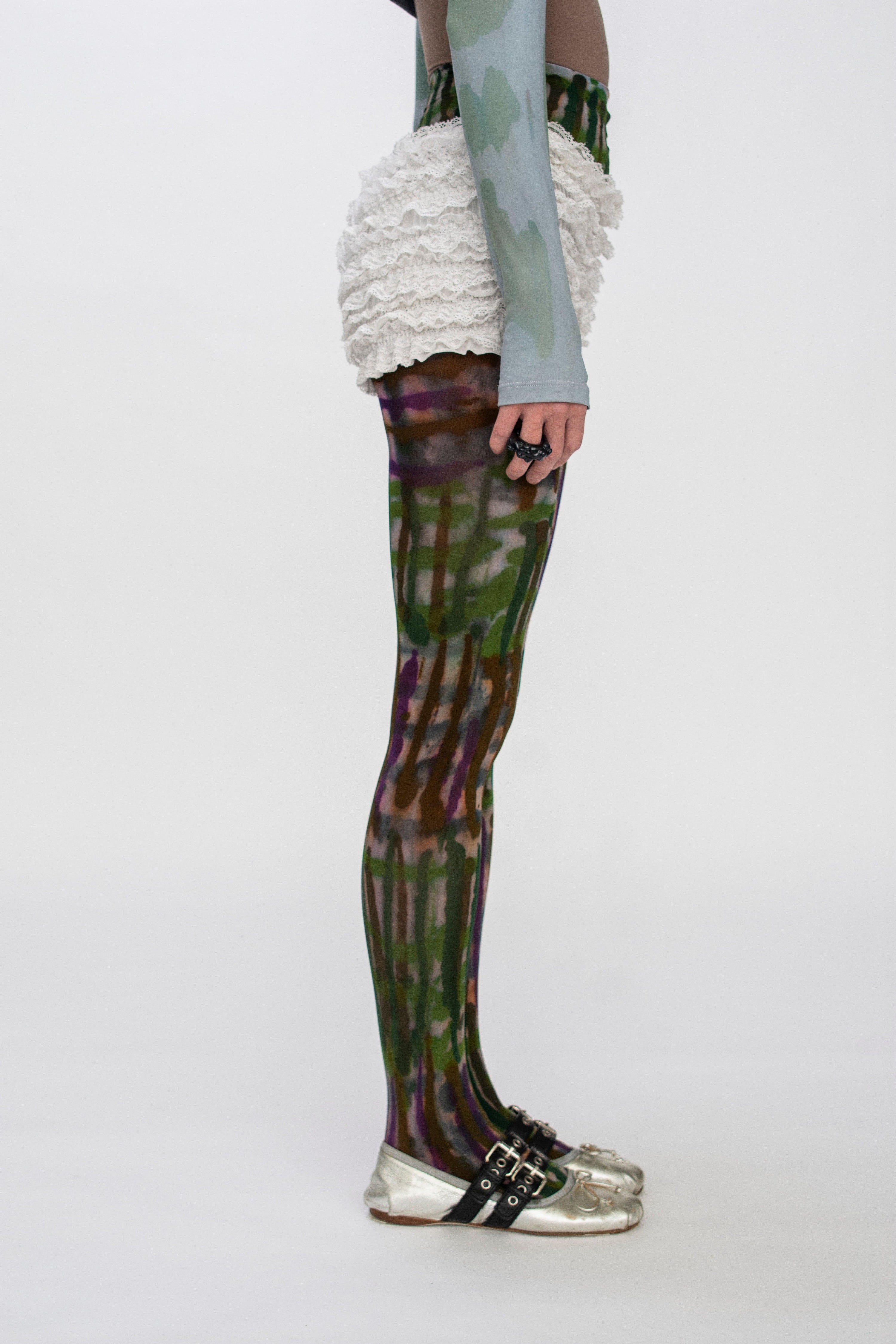 다크 플레드 타이츠