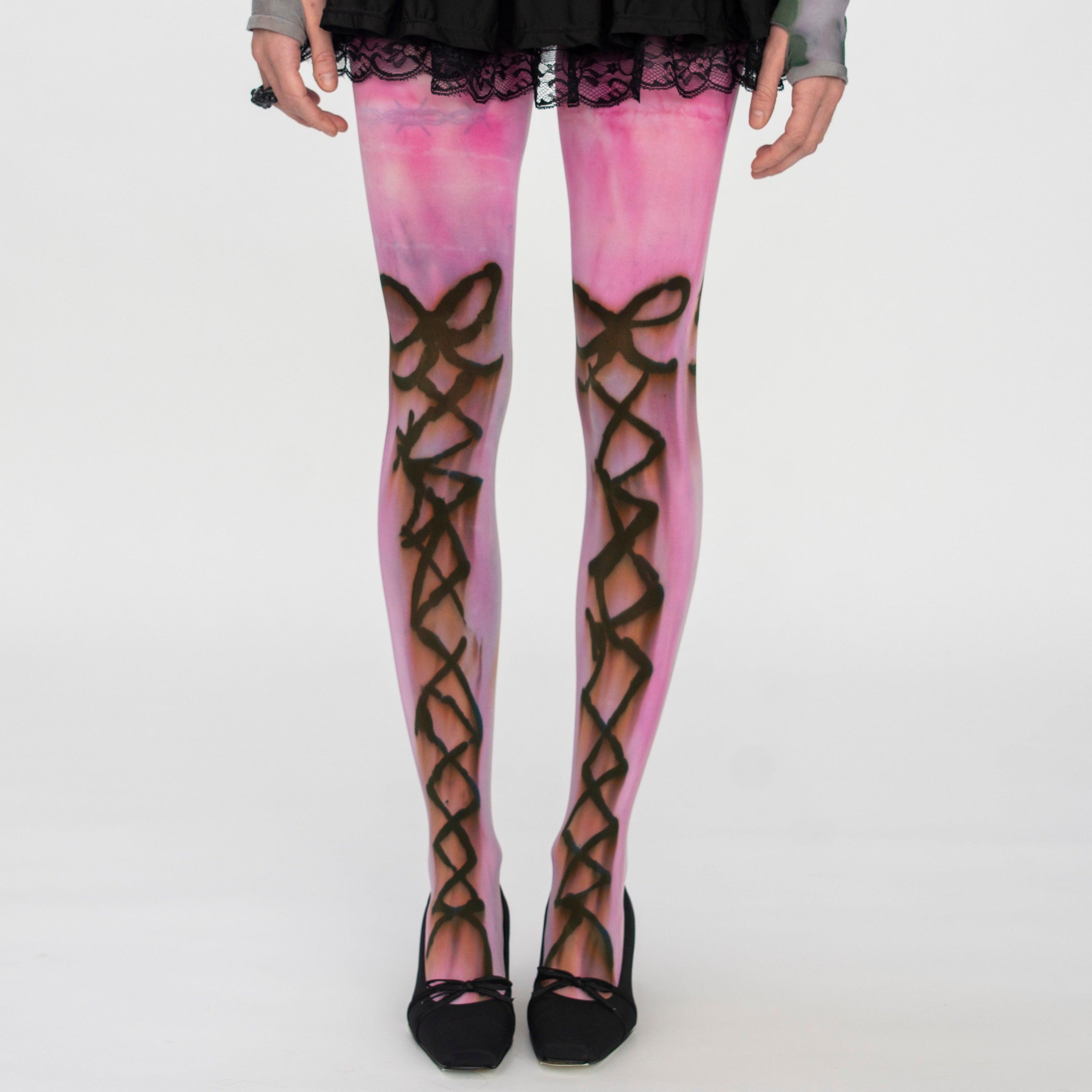 Lace Up Bow Tights