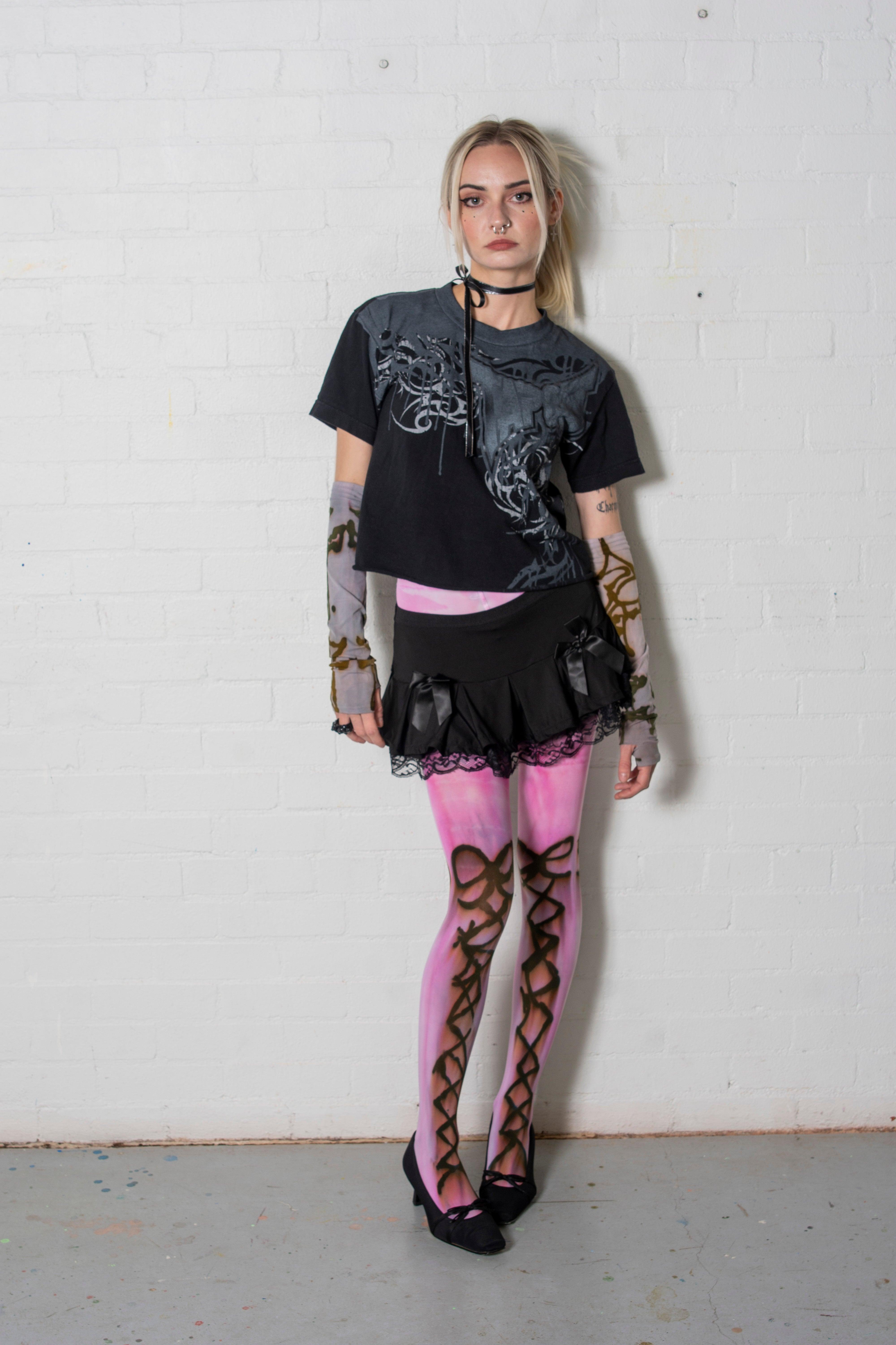 【COTCHS】RIBBON LOGO TIGHTS Logo Band Tights