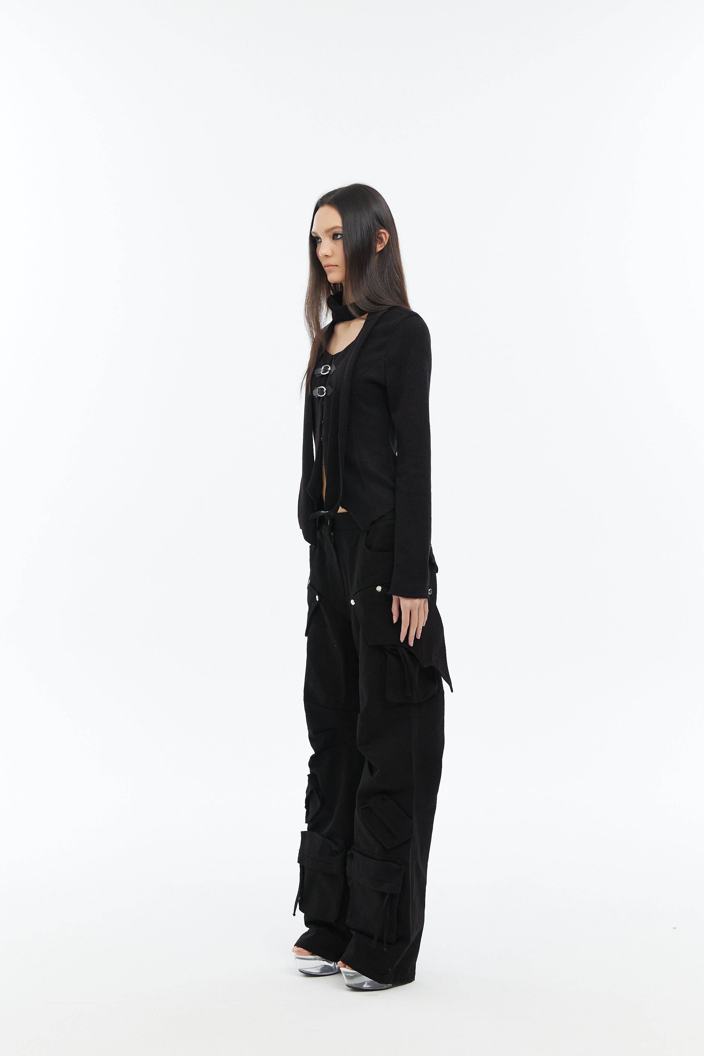 Demonic Wings Cargo Pants in Charcoal Grey