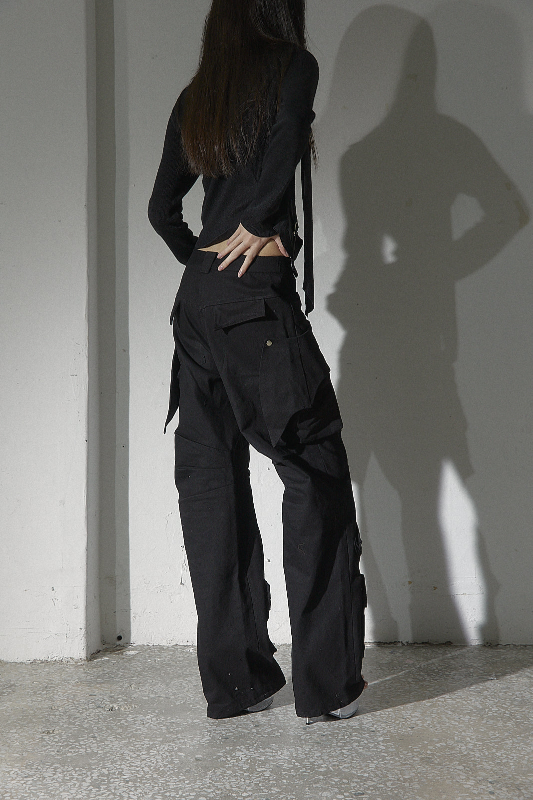 Demonic Wings Cargo Pants in Charcoal Grey