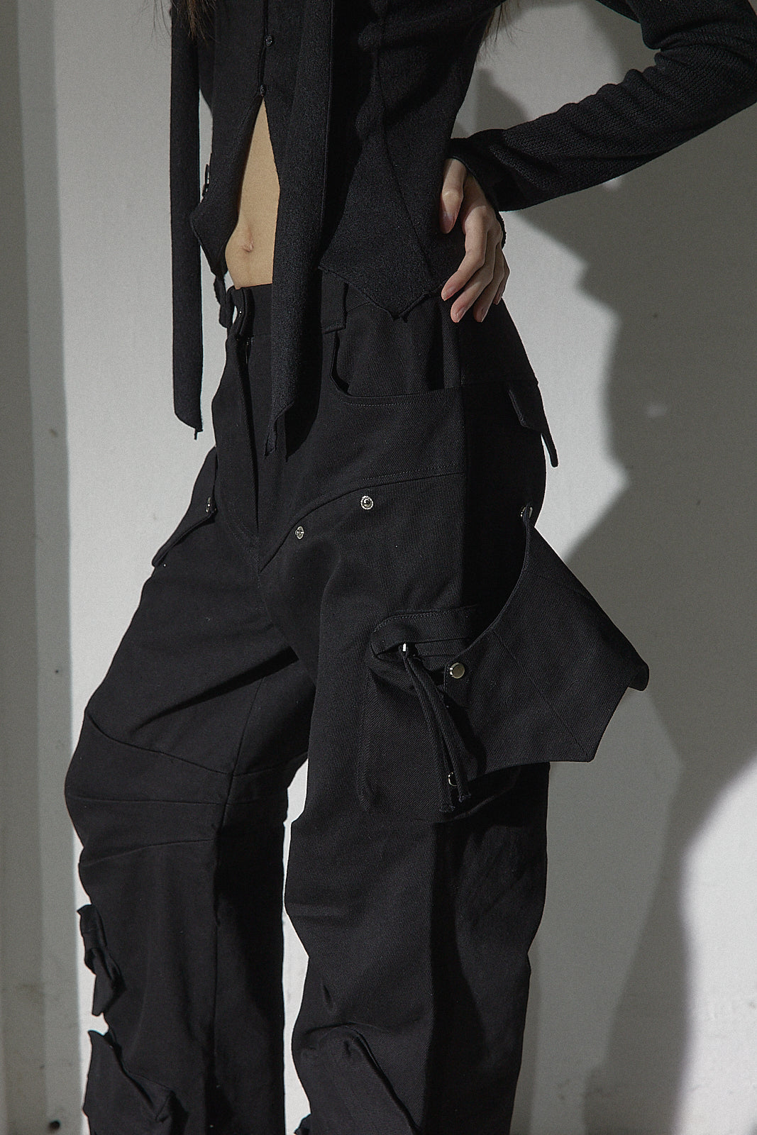 Demonic Wings Cargo Pants in Charcoal Grey