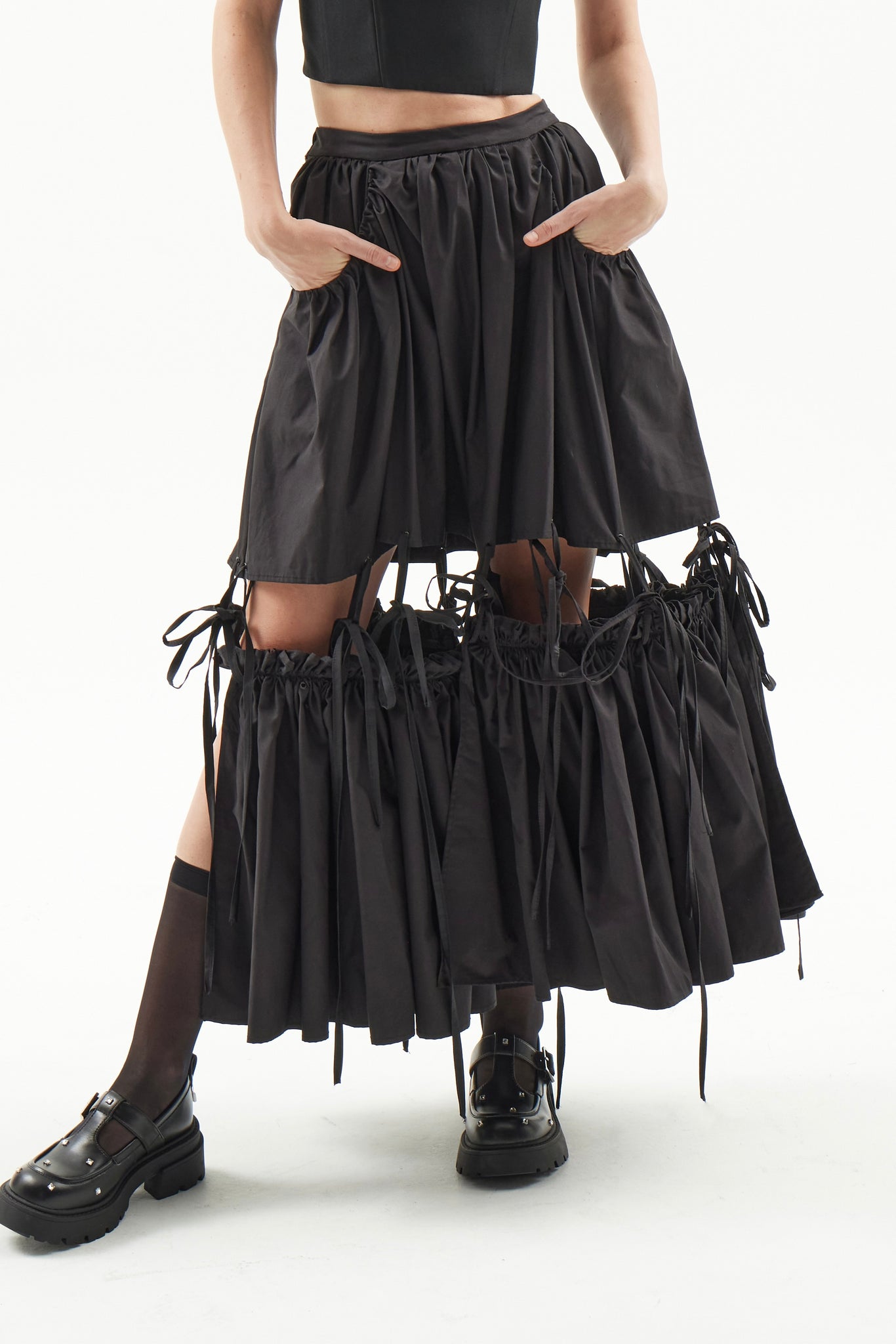 Detachable Ruffled 4-Panels Skirt