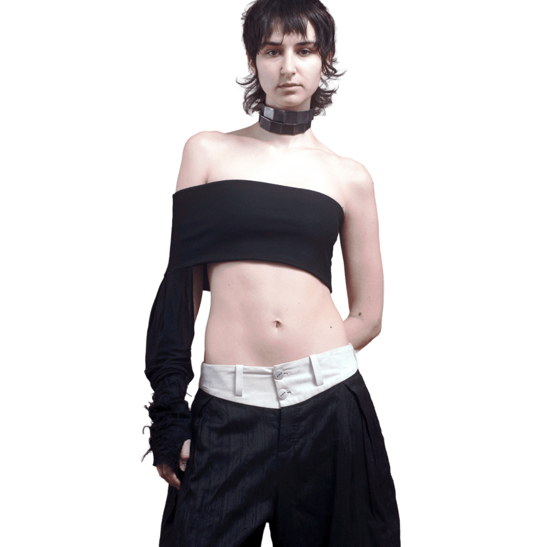 자수 소매 티셔츠