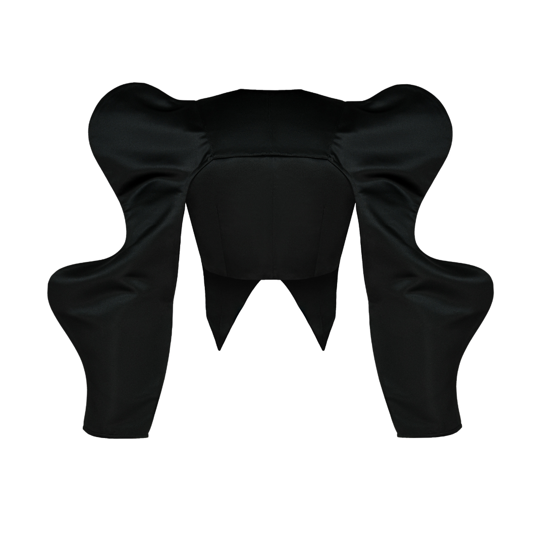 블랙 새틴 조끼와 매칭 볼레로