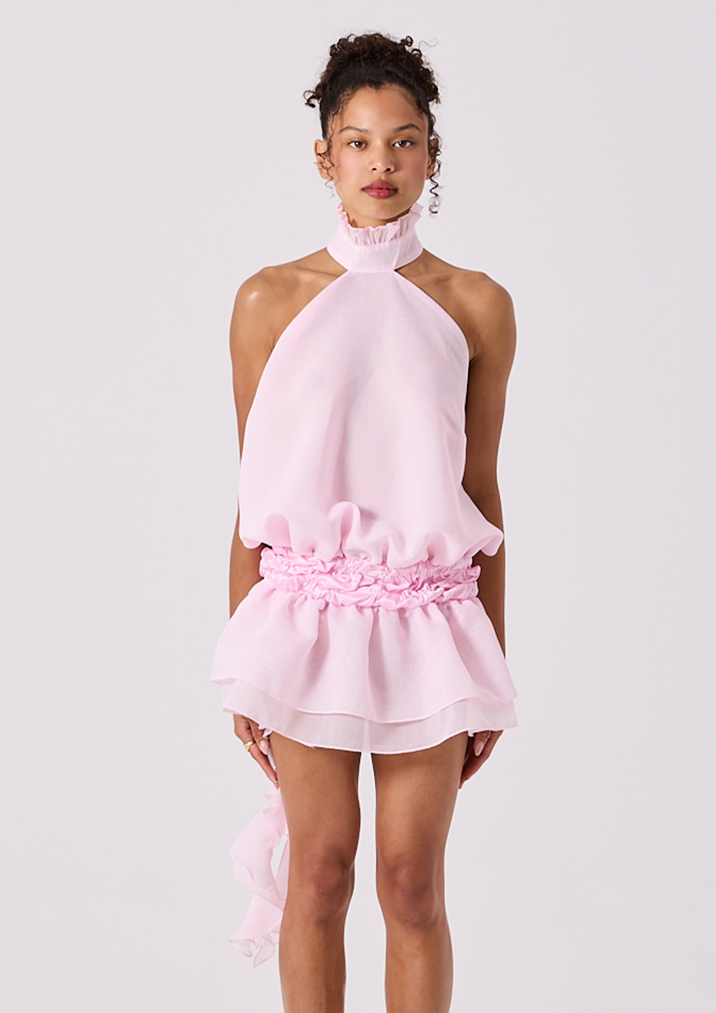 Kiyana Ruffle Dress in Pink