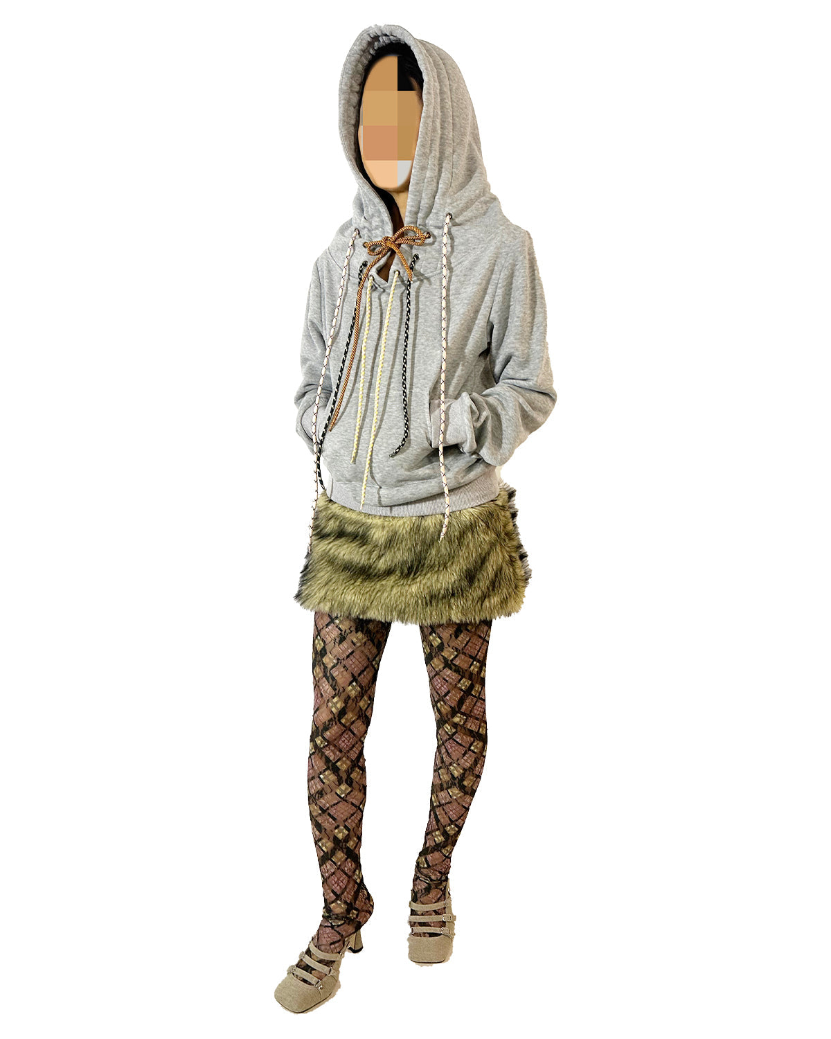 Straw Yellow Faux Fur Mini Skirt