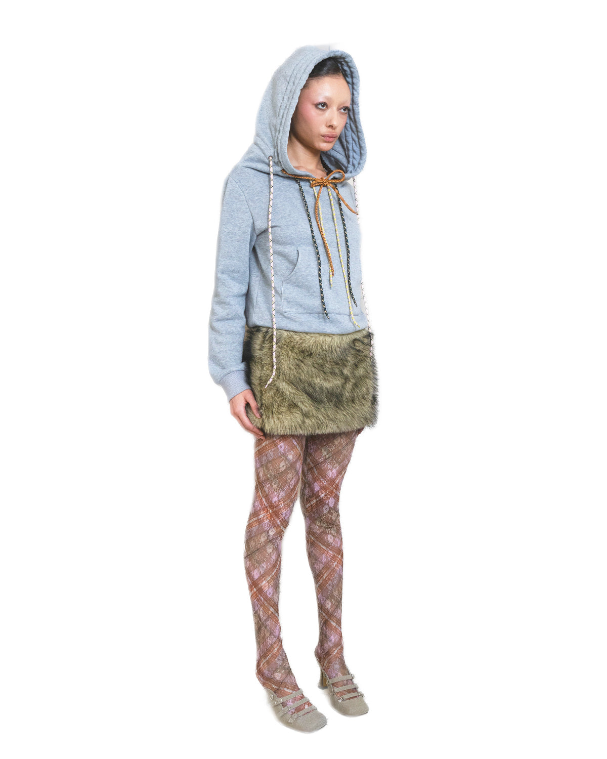 Straw Yellow Faux Fur Mini Skirt
