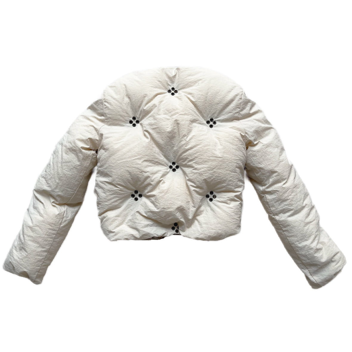 Diamond Studded Nylon Puffer Jacket – Ivory