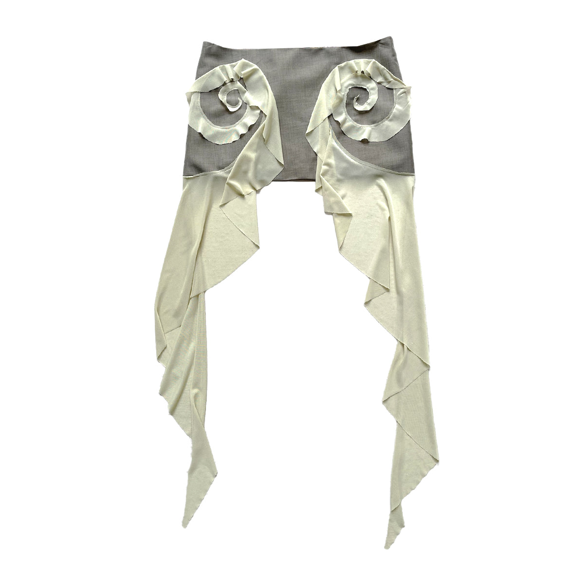 Office Grey Yellow Swirl Flared Mini Skirt