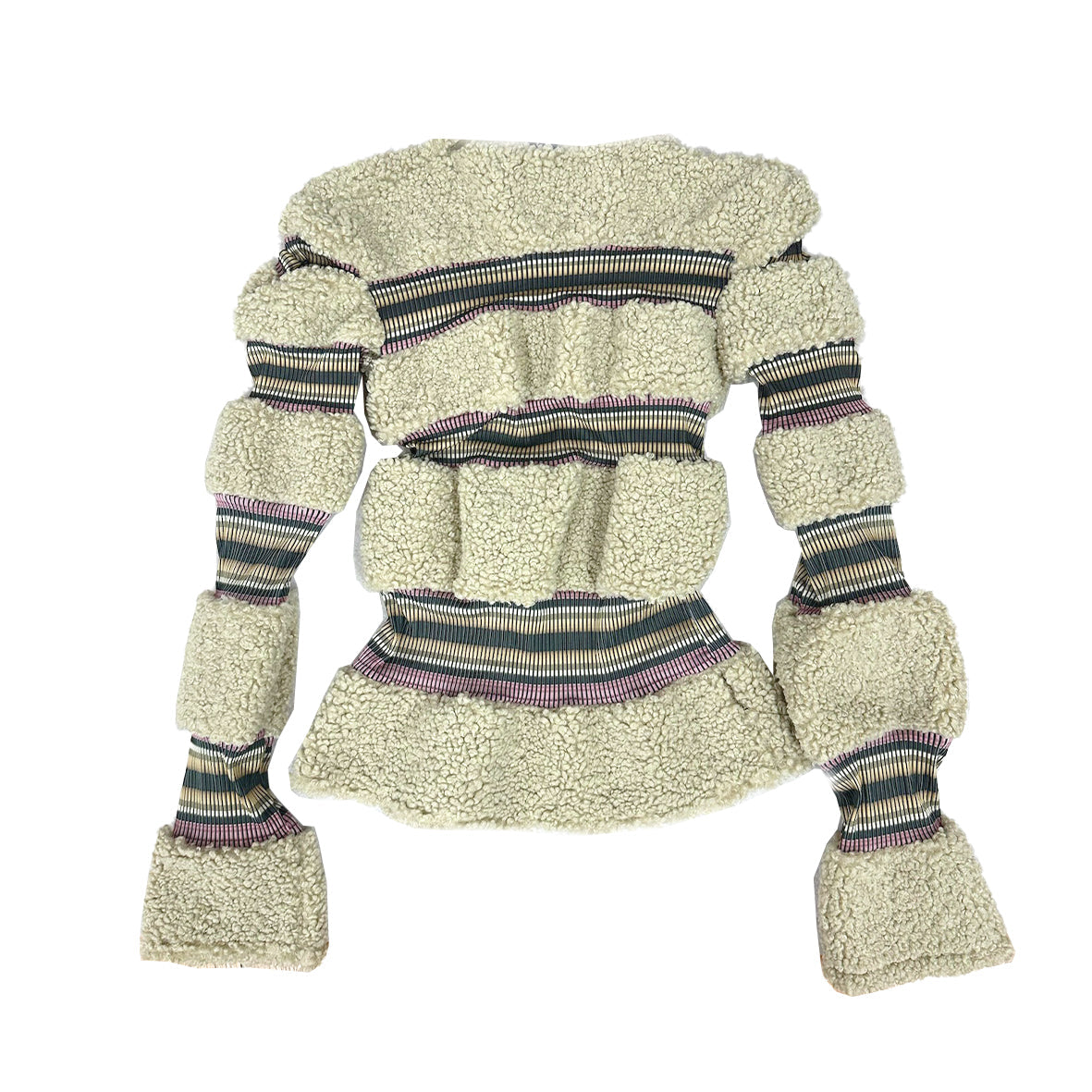 Faux Fur Patchwork Stripe Jacket Top