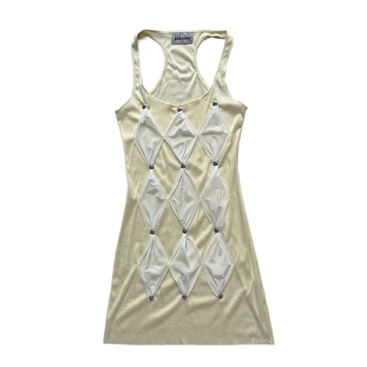 Studded Diamond Mesh Patchwork Tank Dress S Studded Diamond Mesh Patchwork Tank Dress S