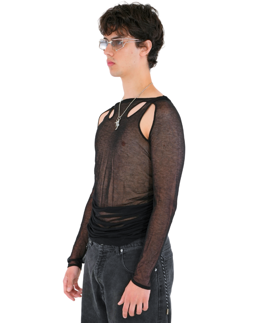 Ruched Paracord Overlay Strap Long Sleeve