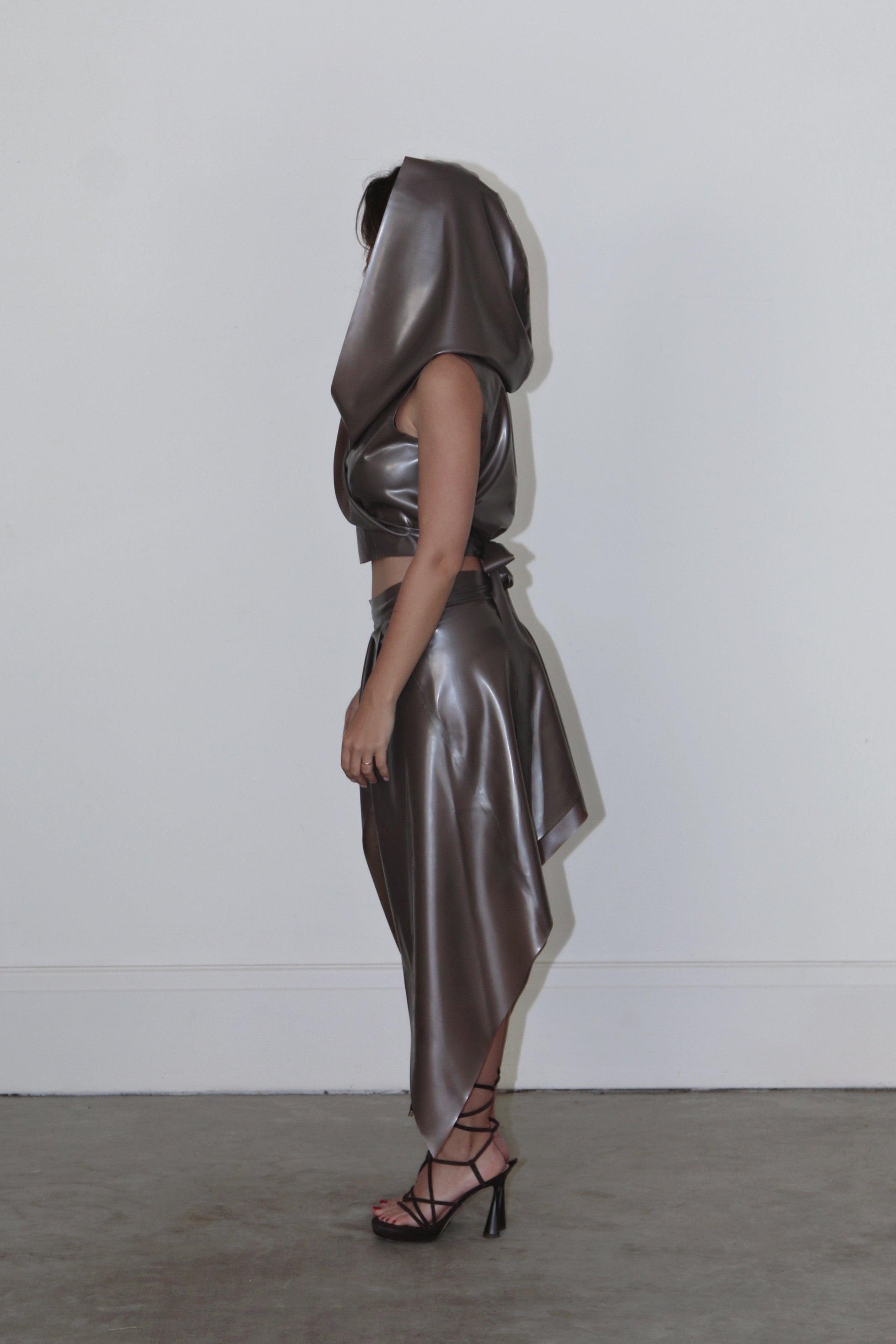 Hooded Top in Silver