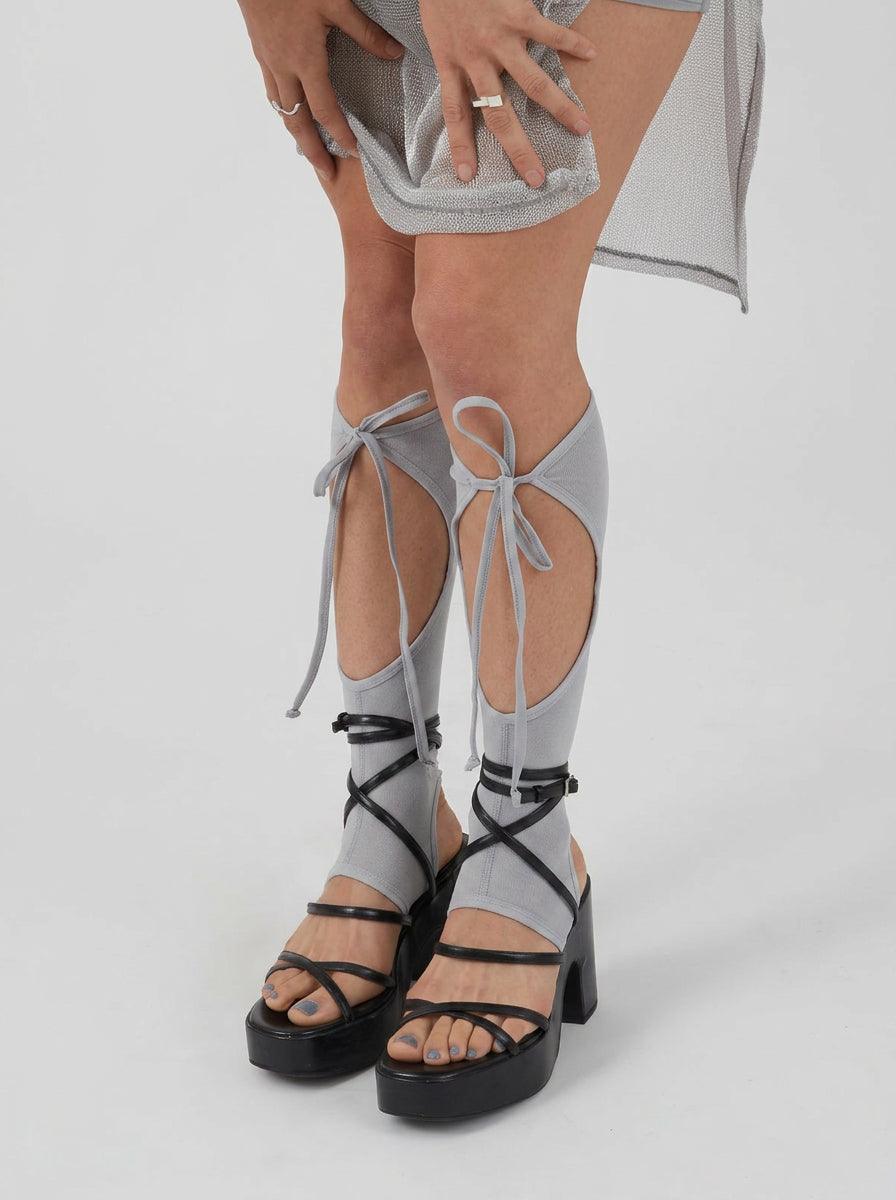 Pointe Knee High Socks in Grey