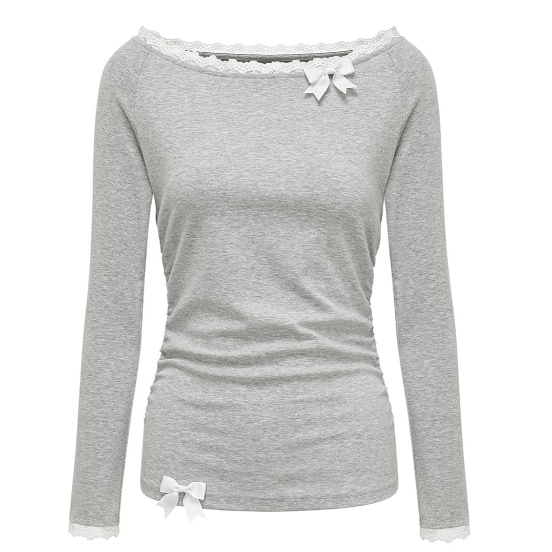 그레이 오프숄더 탑